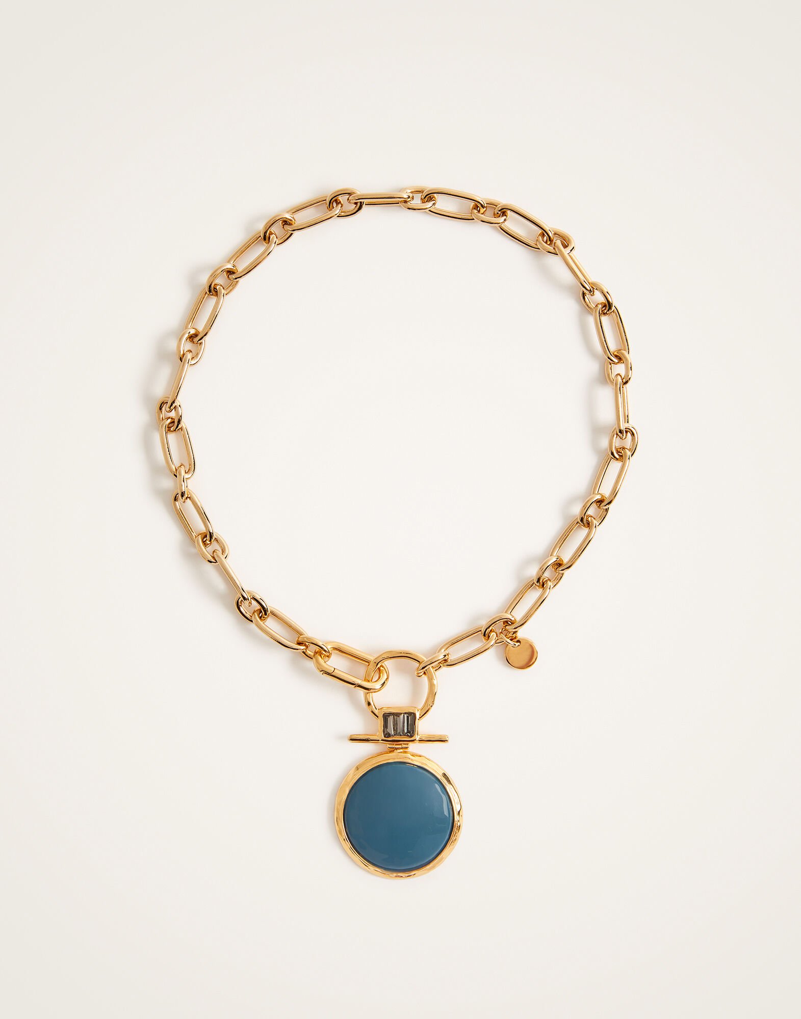 Shen Loop Necklace in 24k Gold Plate & Blue Enamel for Women | La