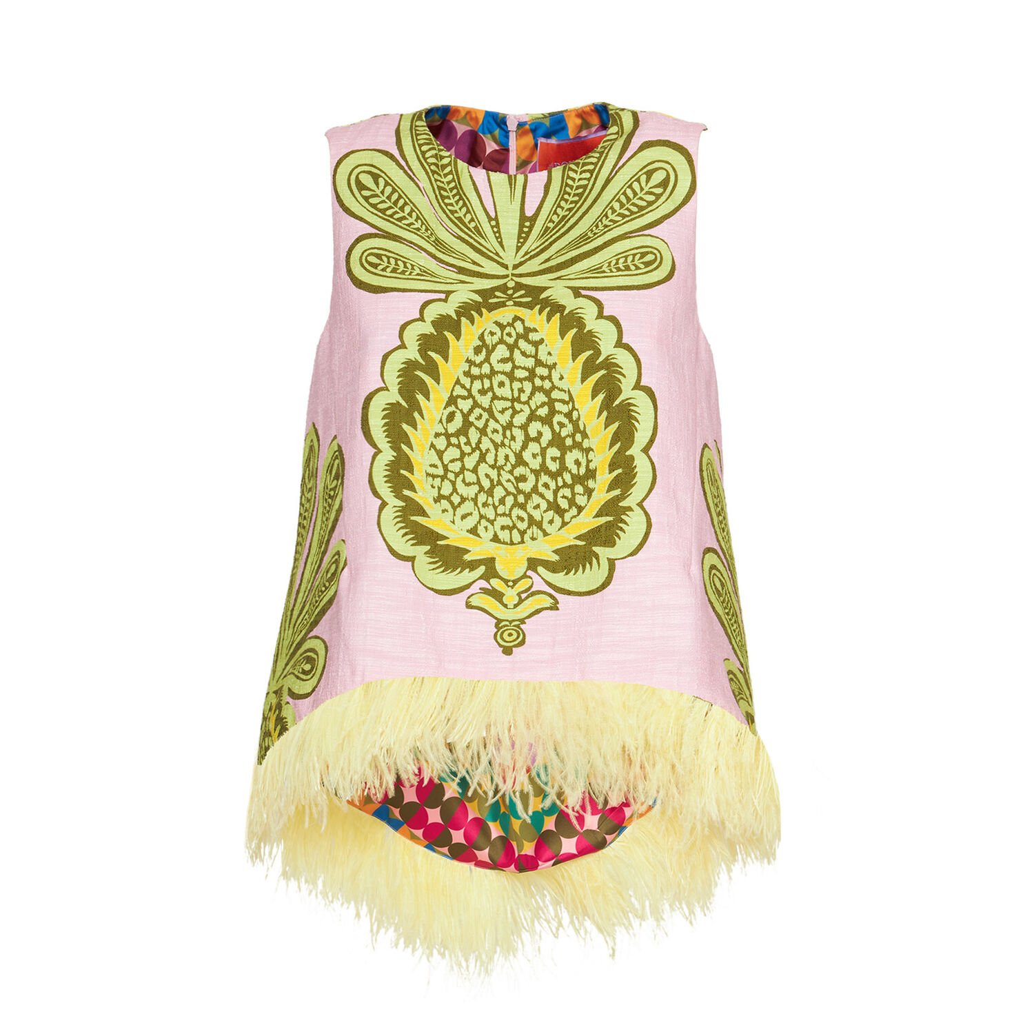 La Doublej La Scala Top (with Feathers) In Big Pineapple Pink