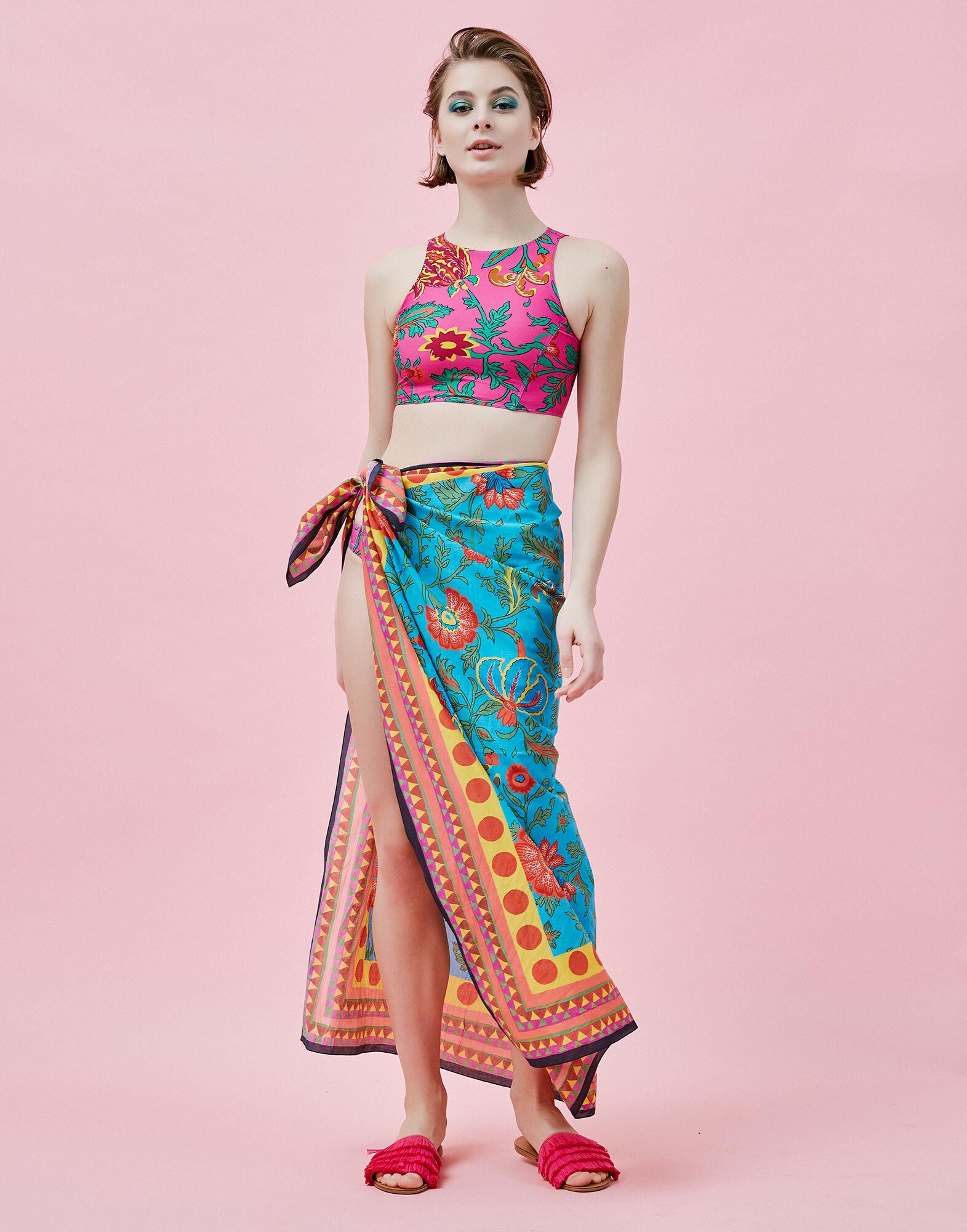 LaDoubleJ Swim Halter Dragon Flower Fucsia SWI0007LYC001DRA0004