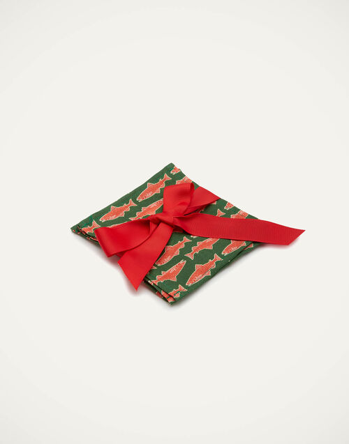 La DoubleJ Small Napkins Set Of 4 Como Fish Green Small NAP0007LIN005CMF0007