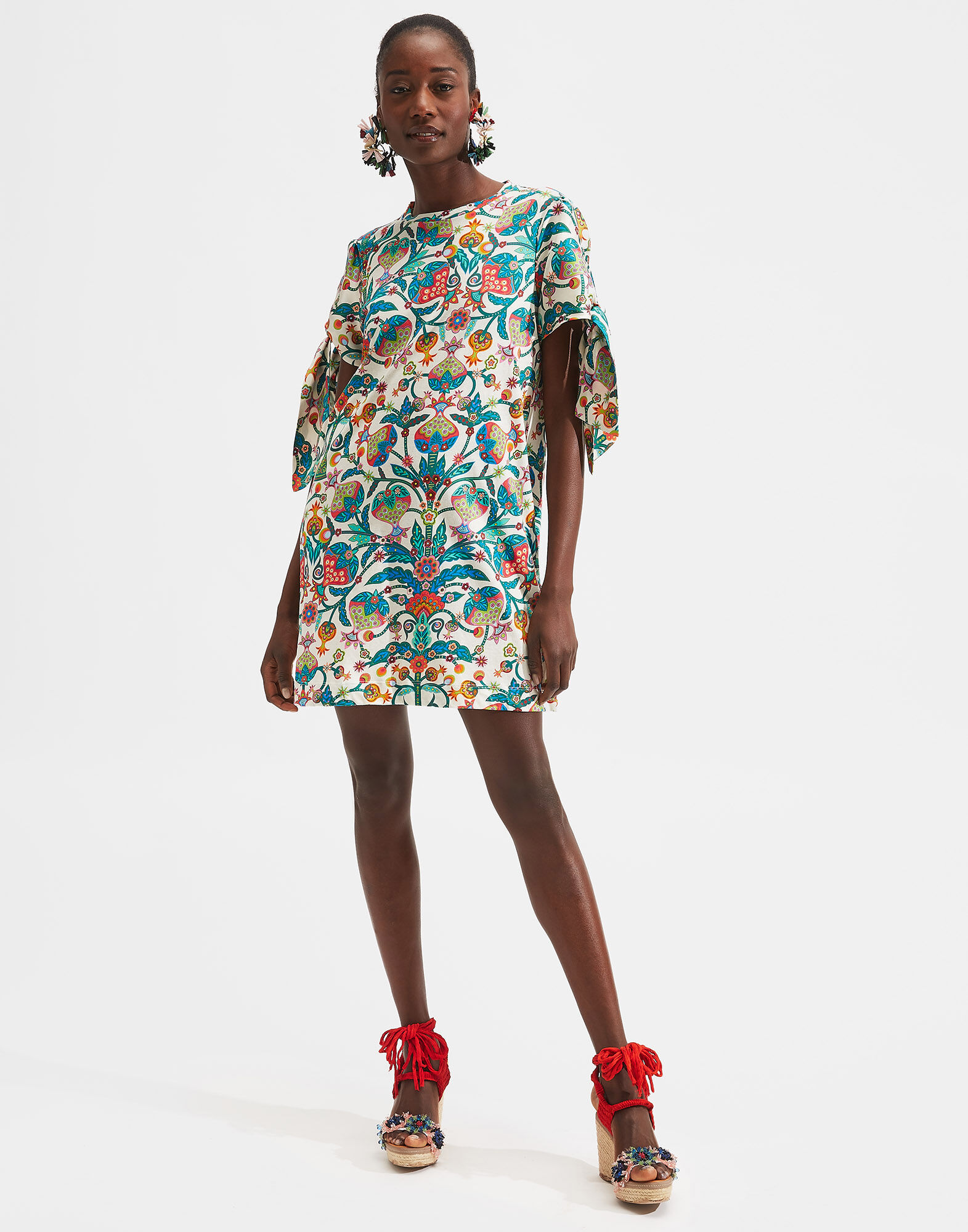 LaDoubleJ Tie Dress Tree Of Life Bianco DRE0241JER002TFL0001