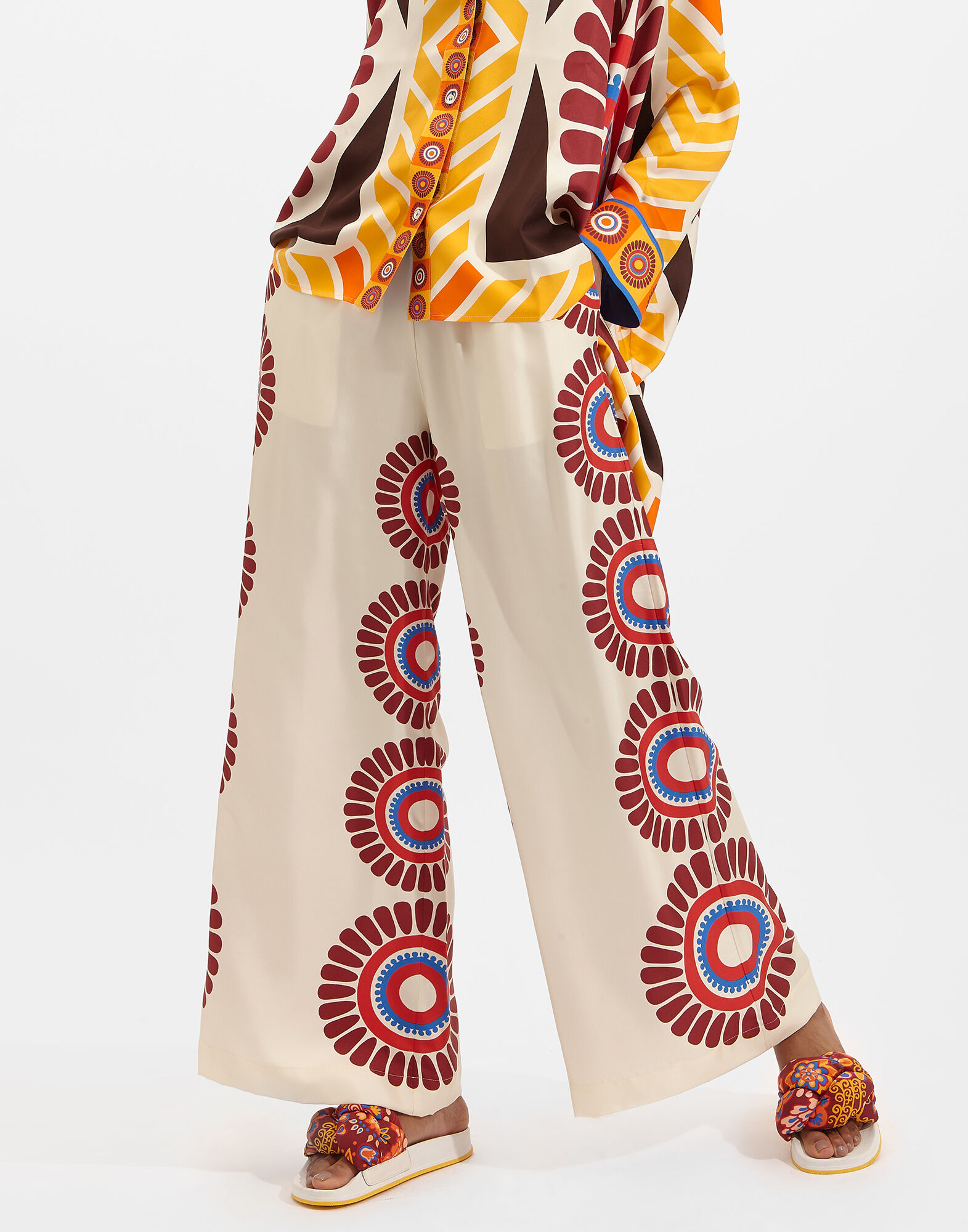 La DoubleJ Palazzo Pants Solar Plac&eacute;e TRO0026SIL006SOL0002