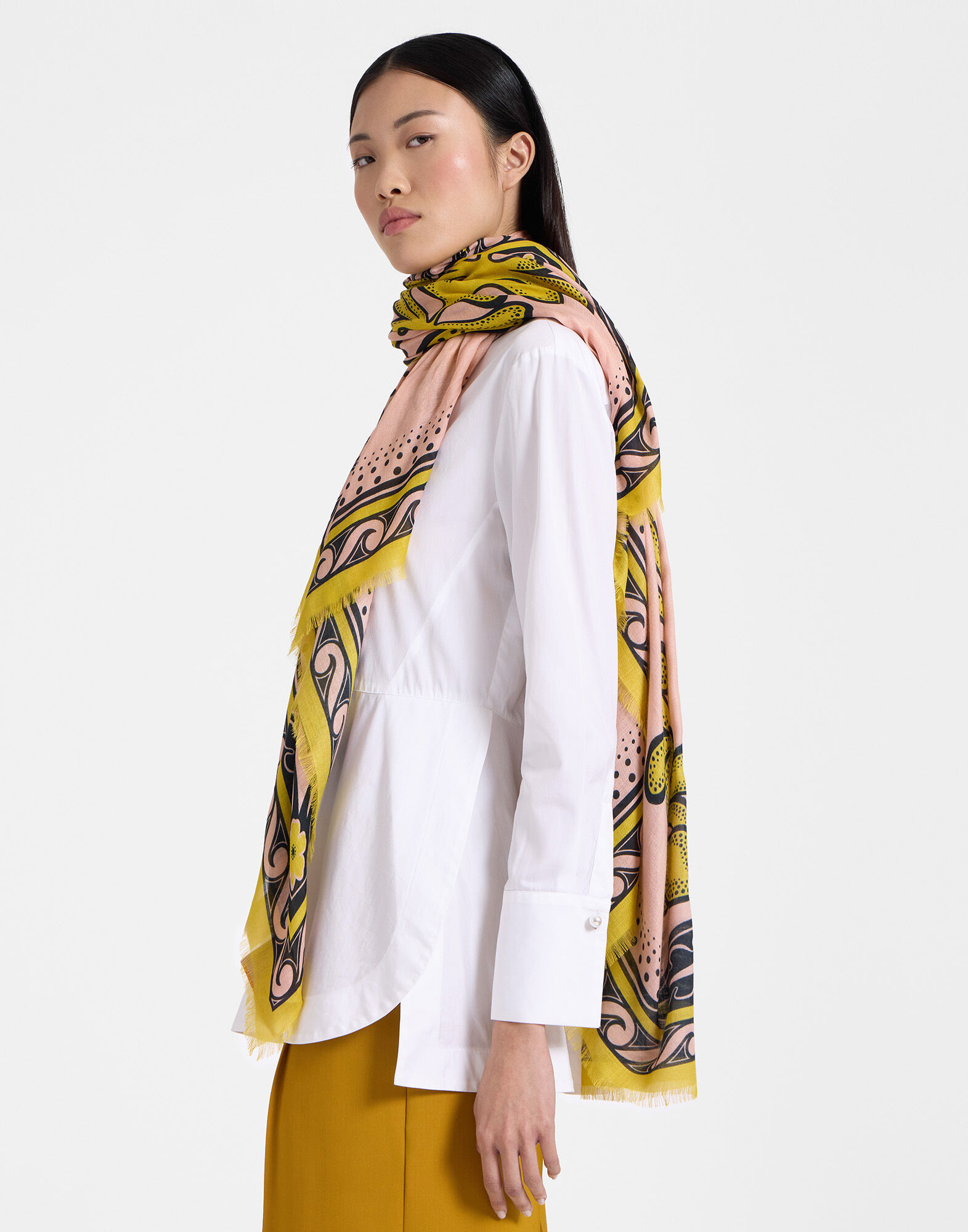 La DoubleJ Foulard 140 Herald Fuchsia SCA0060MOS001ALD01PI03