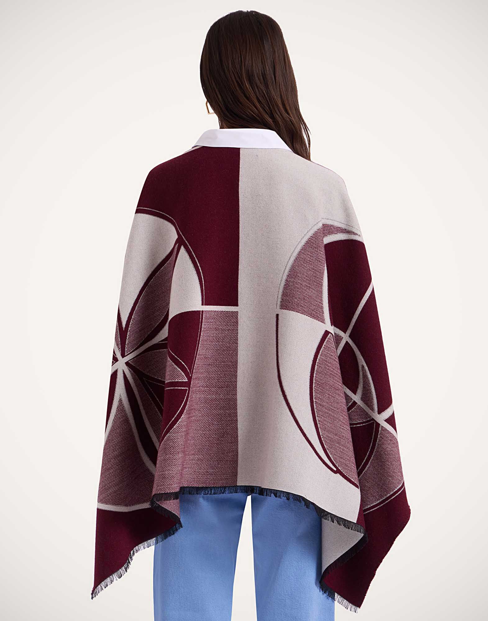 La DoubleJ Poncho Eclipse Plac&eacute;e Burgundy SCA0064WOL027ECL05RE02