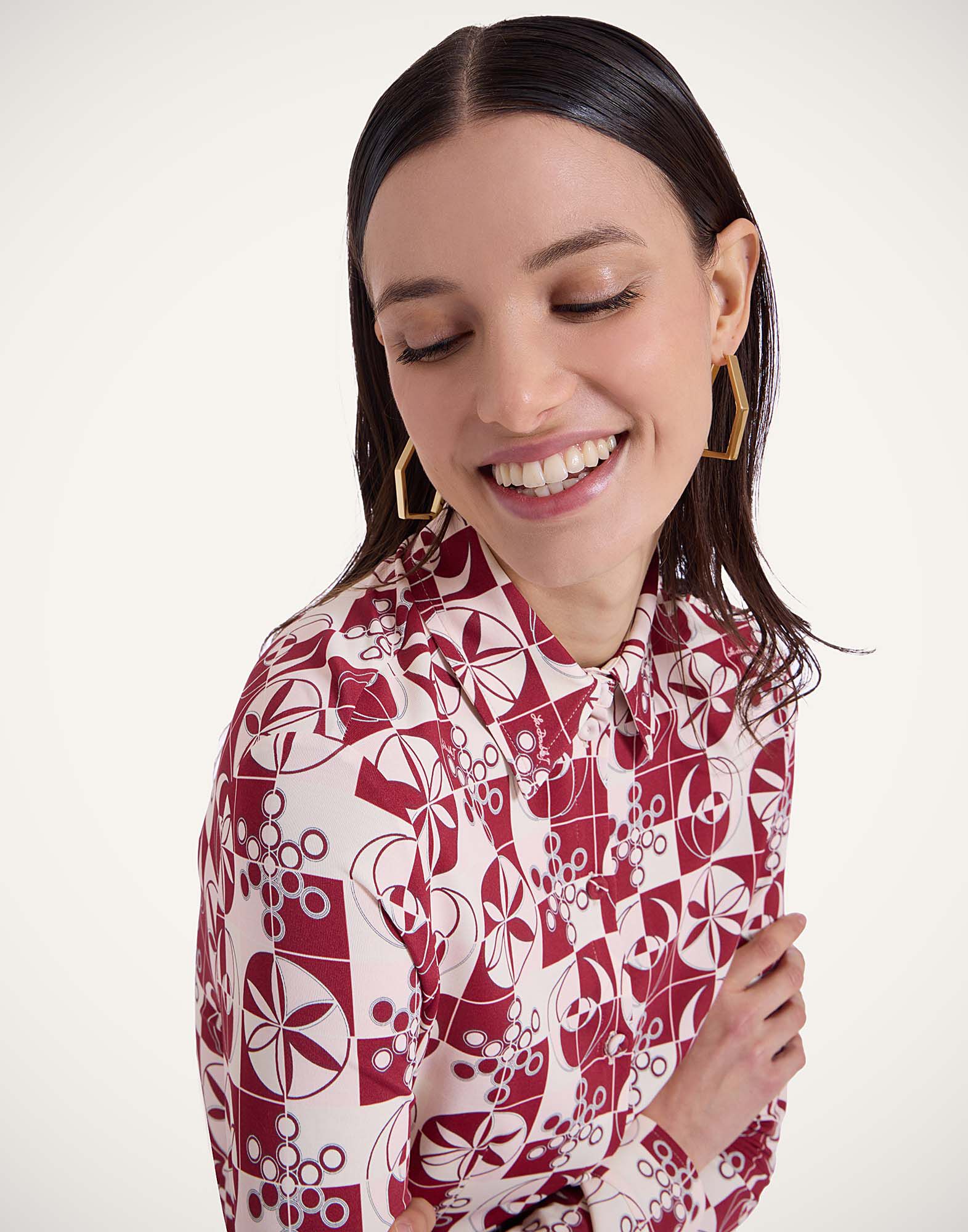 La DoubleJ Fitted Shirt Eclipse Burgundy SHI0116JER027ECL01RE02