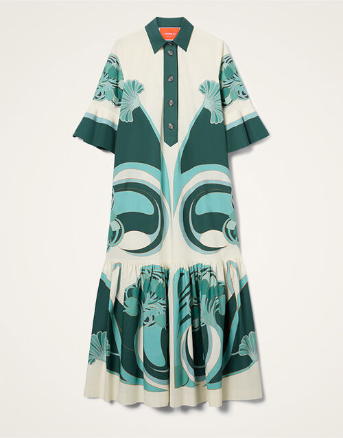 La DoubleJ Artemis Dress Blooming Tulip Plac&eacute;e Dark Green DRE0201COT015BTU01GR03