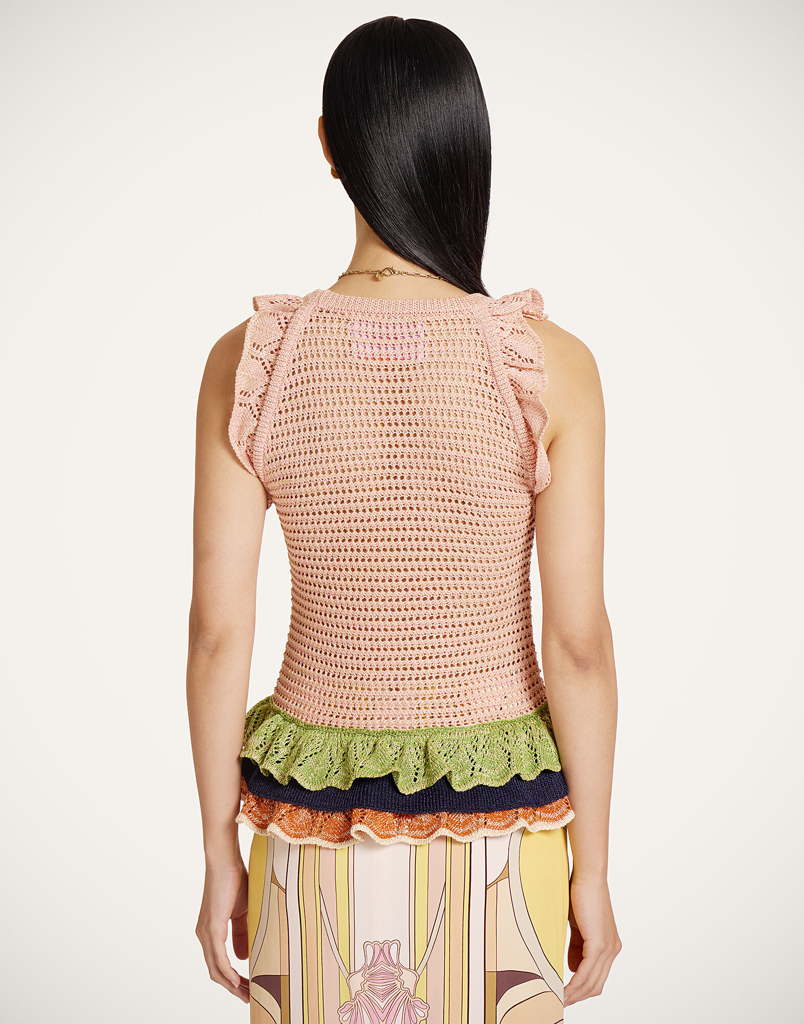 La DoubleJ Eight Counts Crop Top Color Block Pink & Green PUL0368KNI199VA471PI01