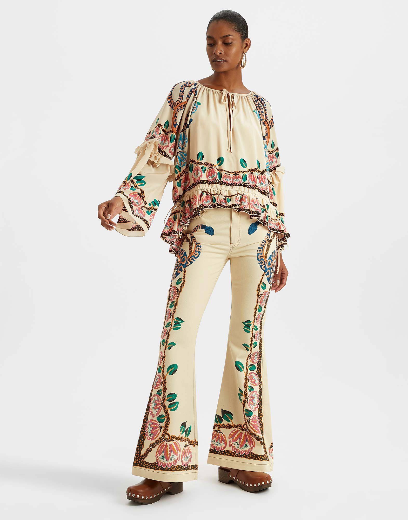 La DoubleJ Superflare Jeans Eve Ecru TRO0126DEN001EEC01BR05