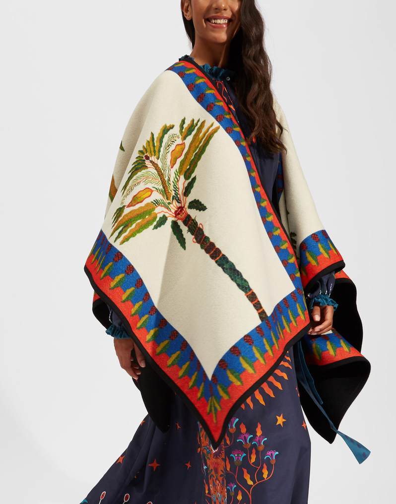 La DoubleJ Reversible Poncho La DoubleJ Reversible Poncho Palme Placée JAC0019PLA003PLM0002