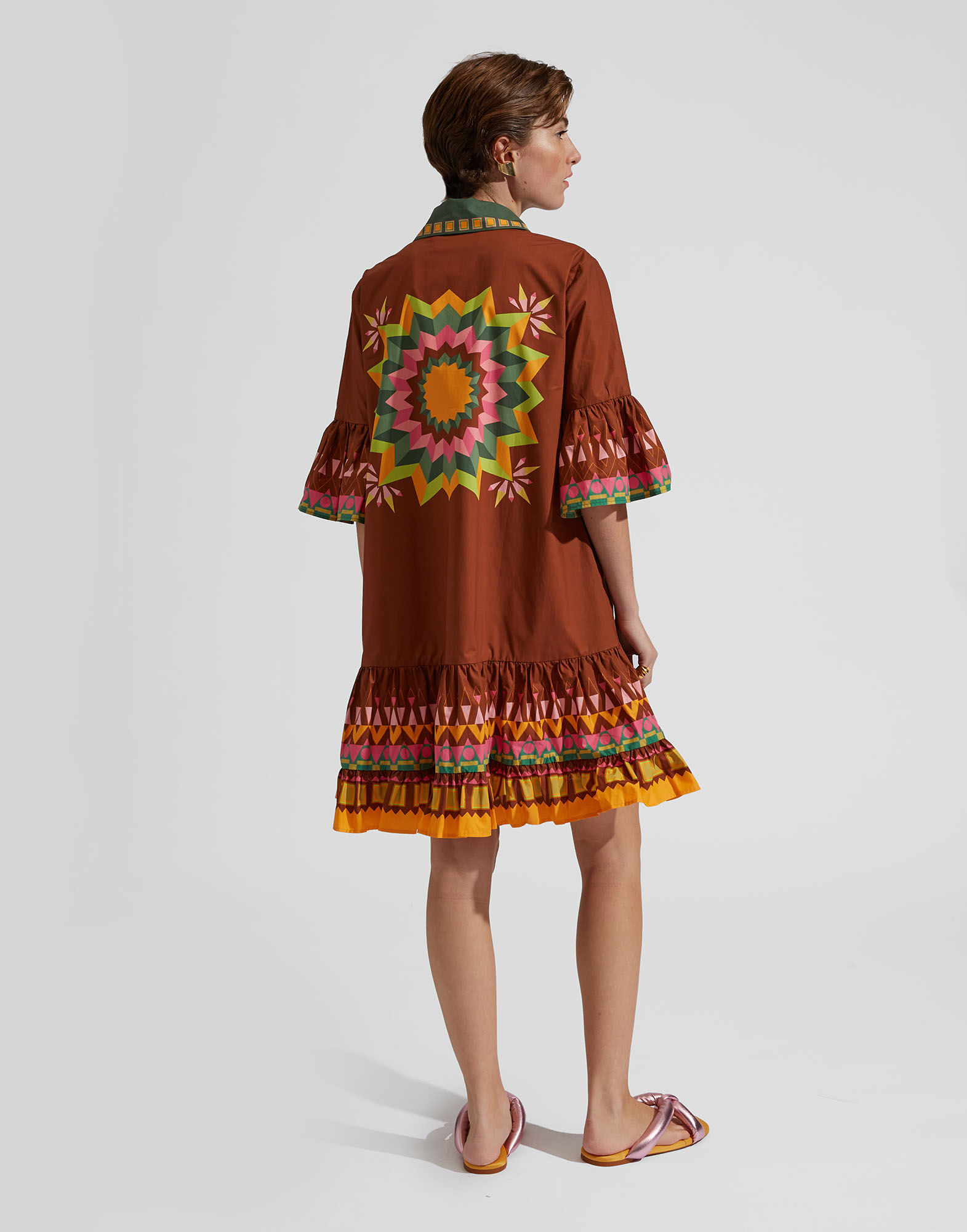 La DoubleJ Choux Dress Sunset Verde Plac&eacute;e DRE0205COT015SUS0004