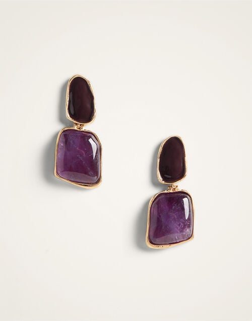 La DoubleJ Spells Earrings 24K Gold Plate And Amethyst EAR0077BRA008AME01BR02