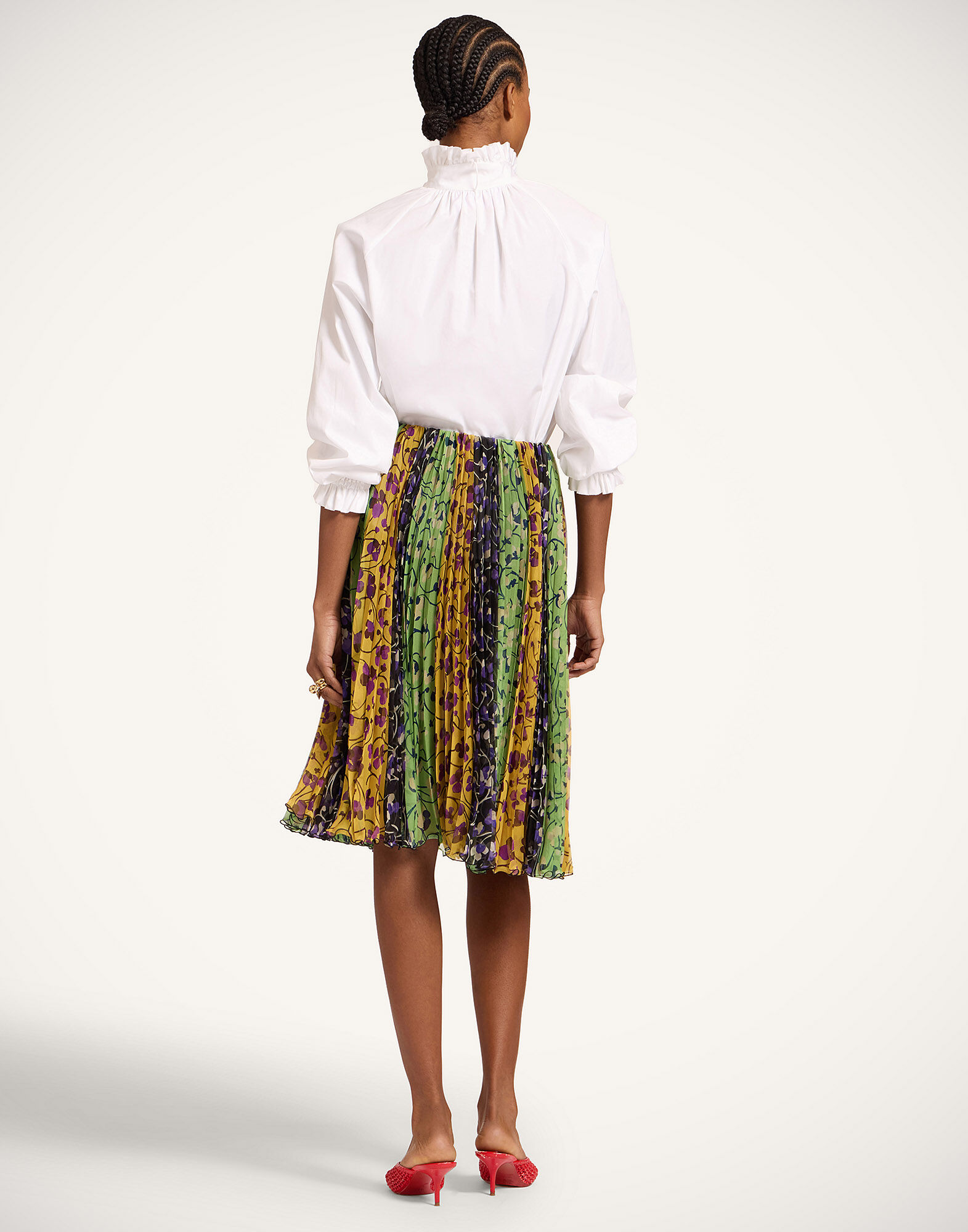 La DoubleJ Supremes Skirt Honeysuckle Tricolor Plac&eacute;e Yellow SKI0074CHF004HNY04YE02