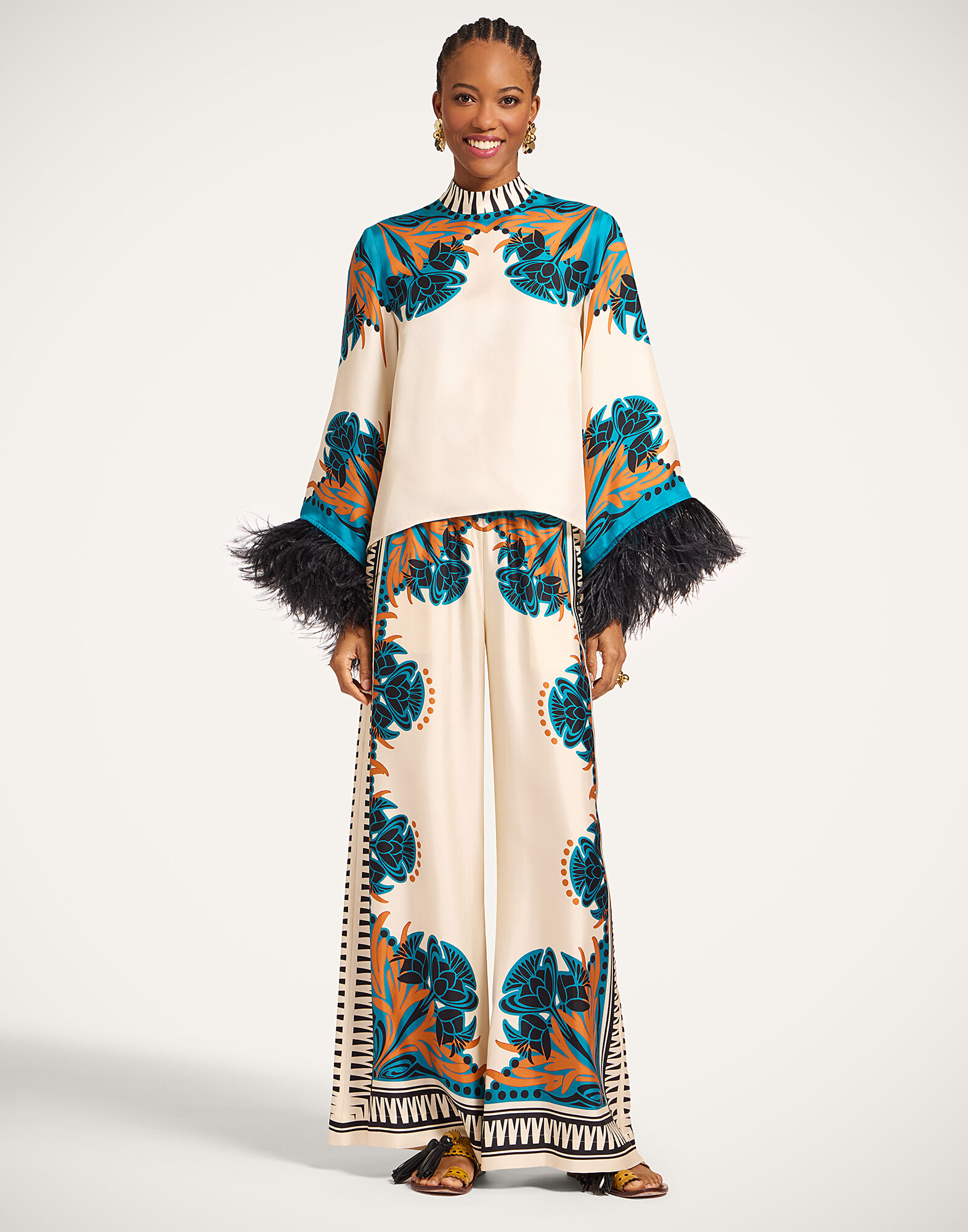 La DoubleJ Make An Exit Top Florence Plac&eacute;e Ivory TOP0141SIL006FLO02WH04