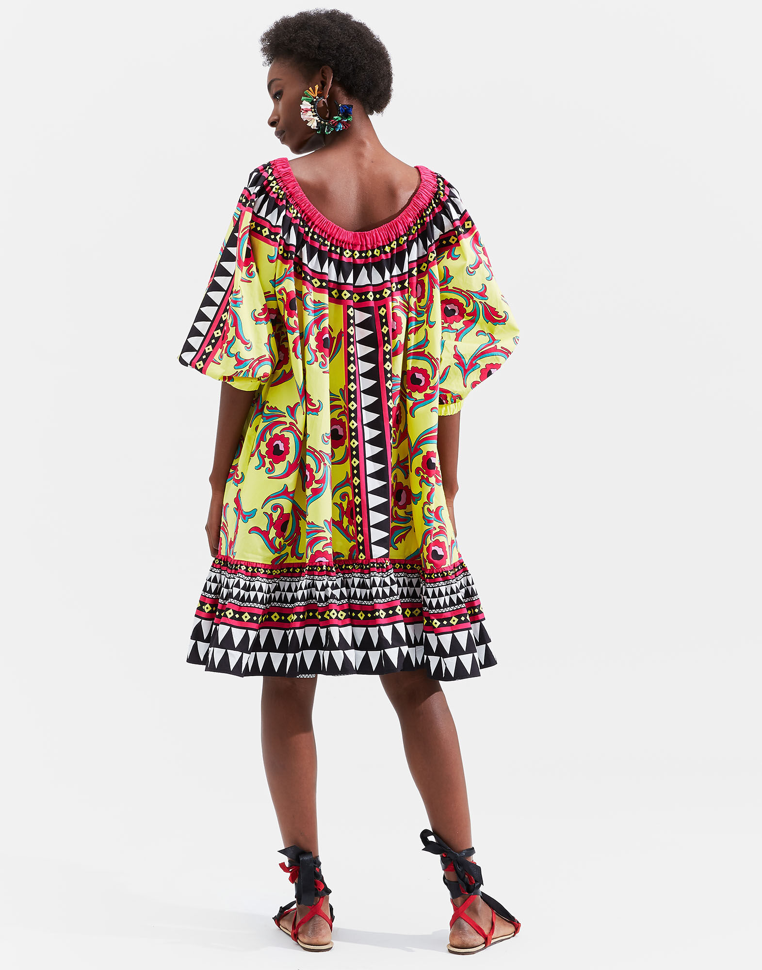 LaDoubleJ Short Paloma Dress Cartwheel Giallo DRE0226COT015CRW0004