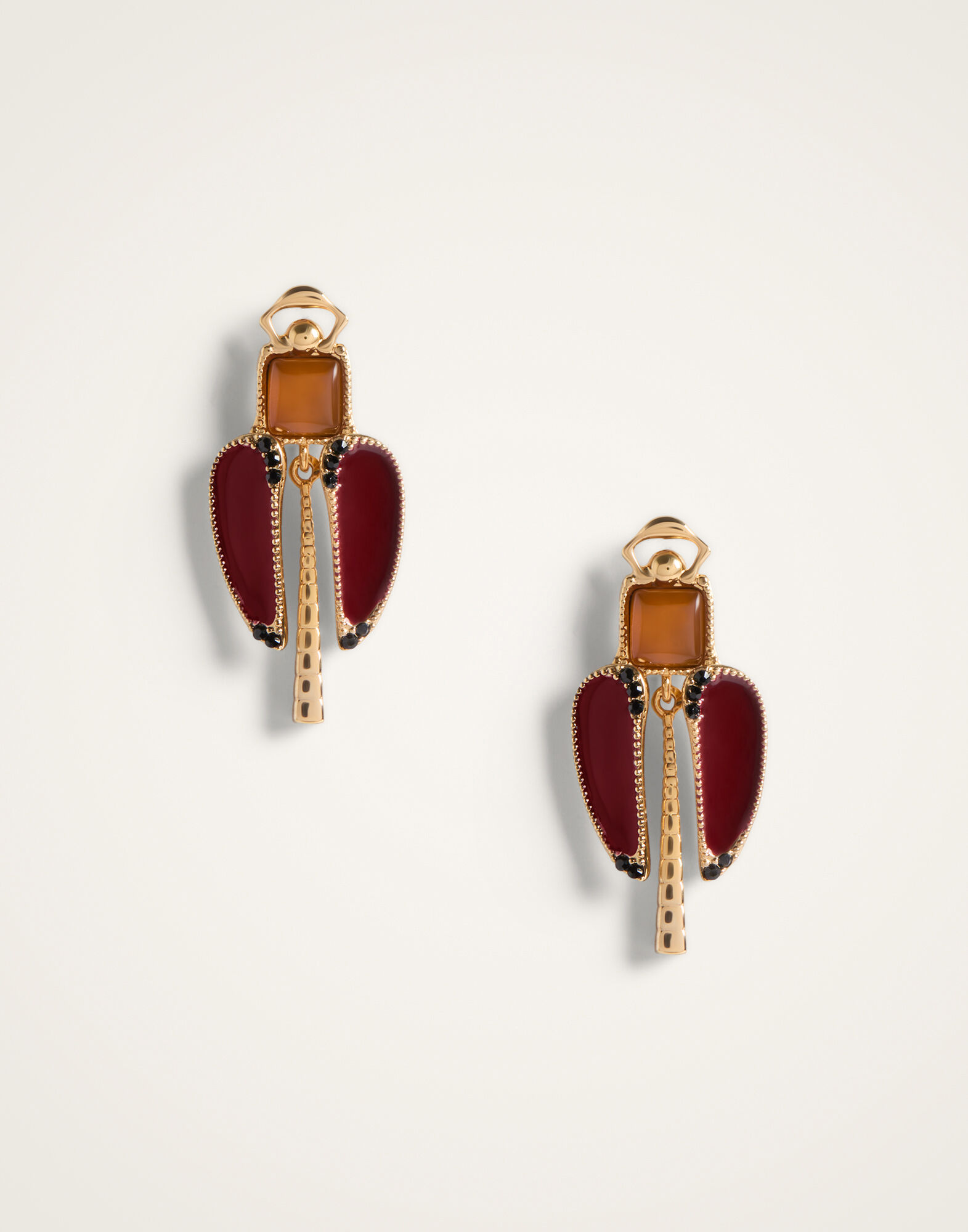 La DoubleJ Dragonfly Earrings Enameled 24K Gold Plate And Yellow Agate EAR0076BRA008AGA03RE07