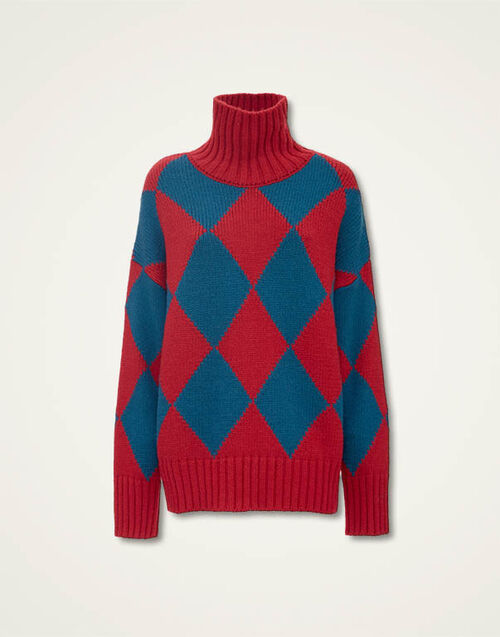 La DoubleJ Argyle Sweater Red & Blue PUL0091KNI064VA183RE01