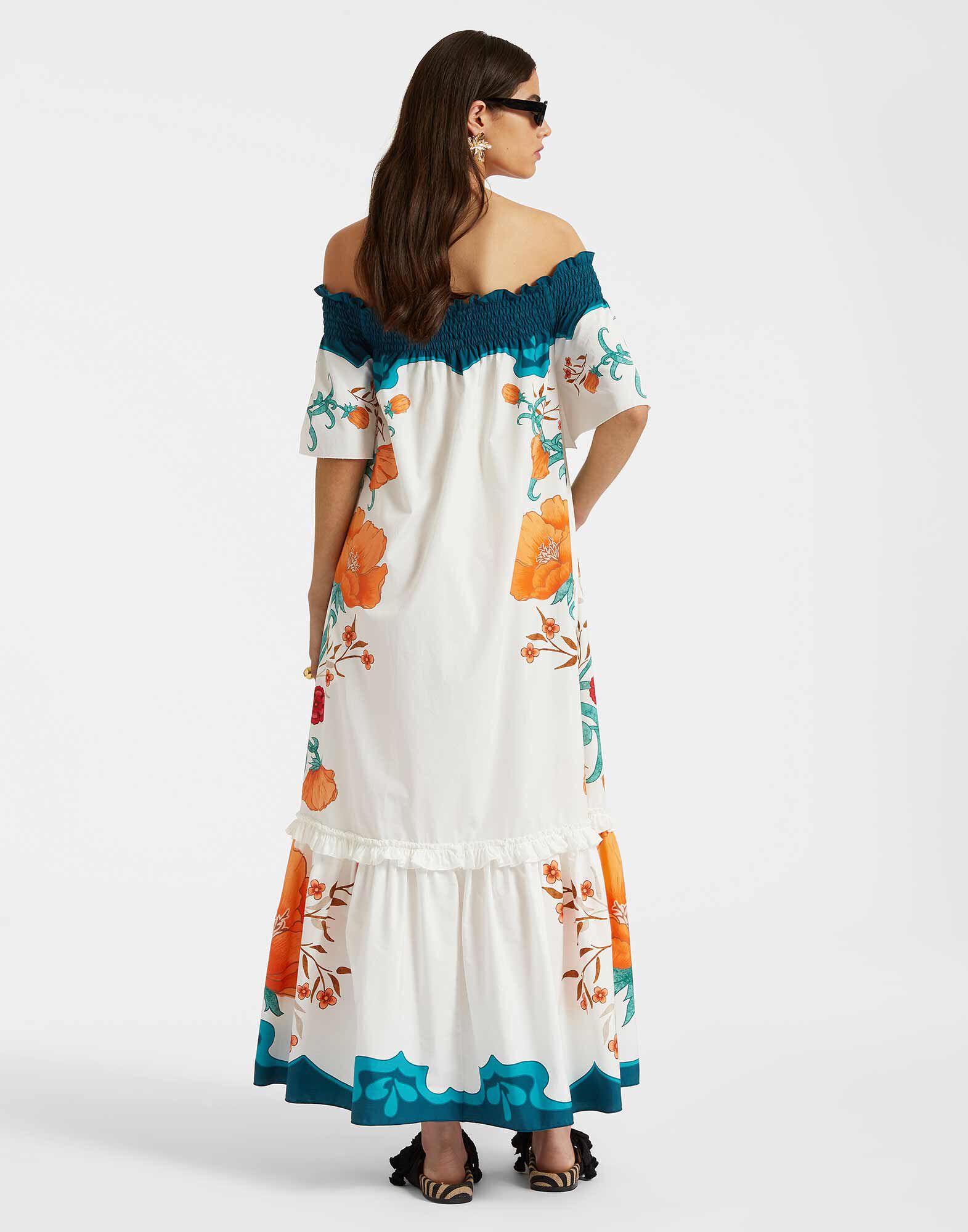 La DoubleJ Capalbio Dress Morpheus Plac&eacute;e Orange DRE0786COT039MOR01OR02