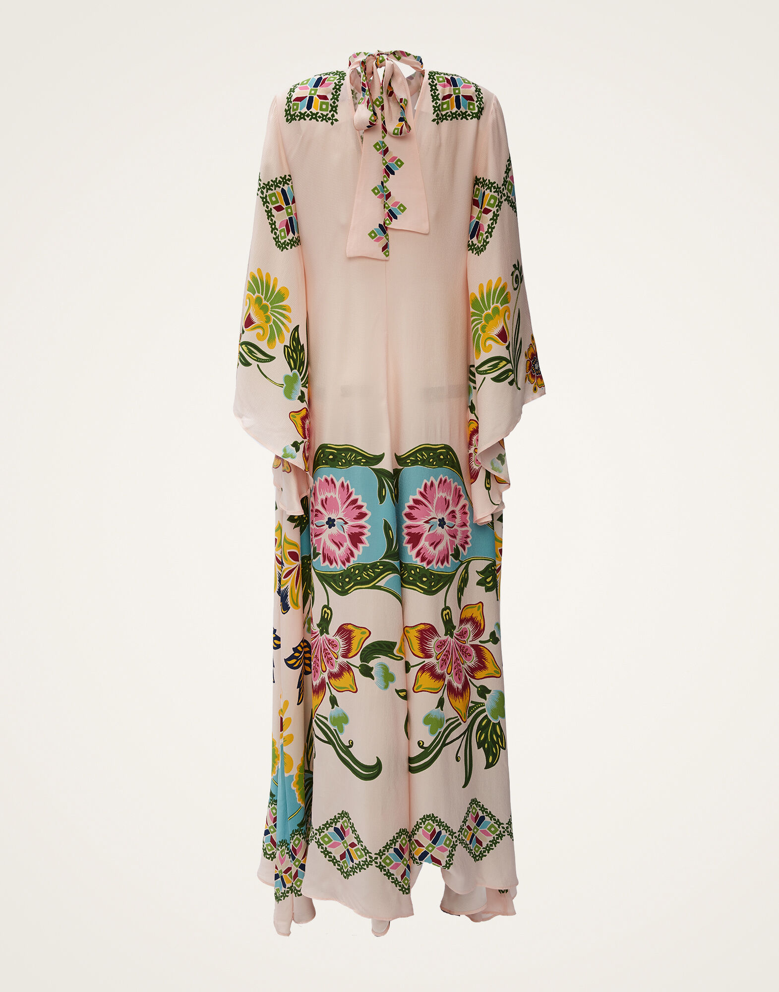 La DoubleJ Magnifico Dress Folk Flowers Azzurro Plac&eacute;e DRE0232VIS004FFL0005