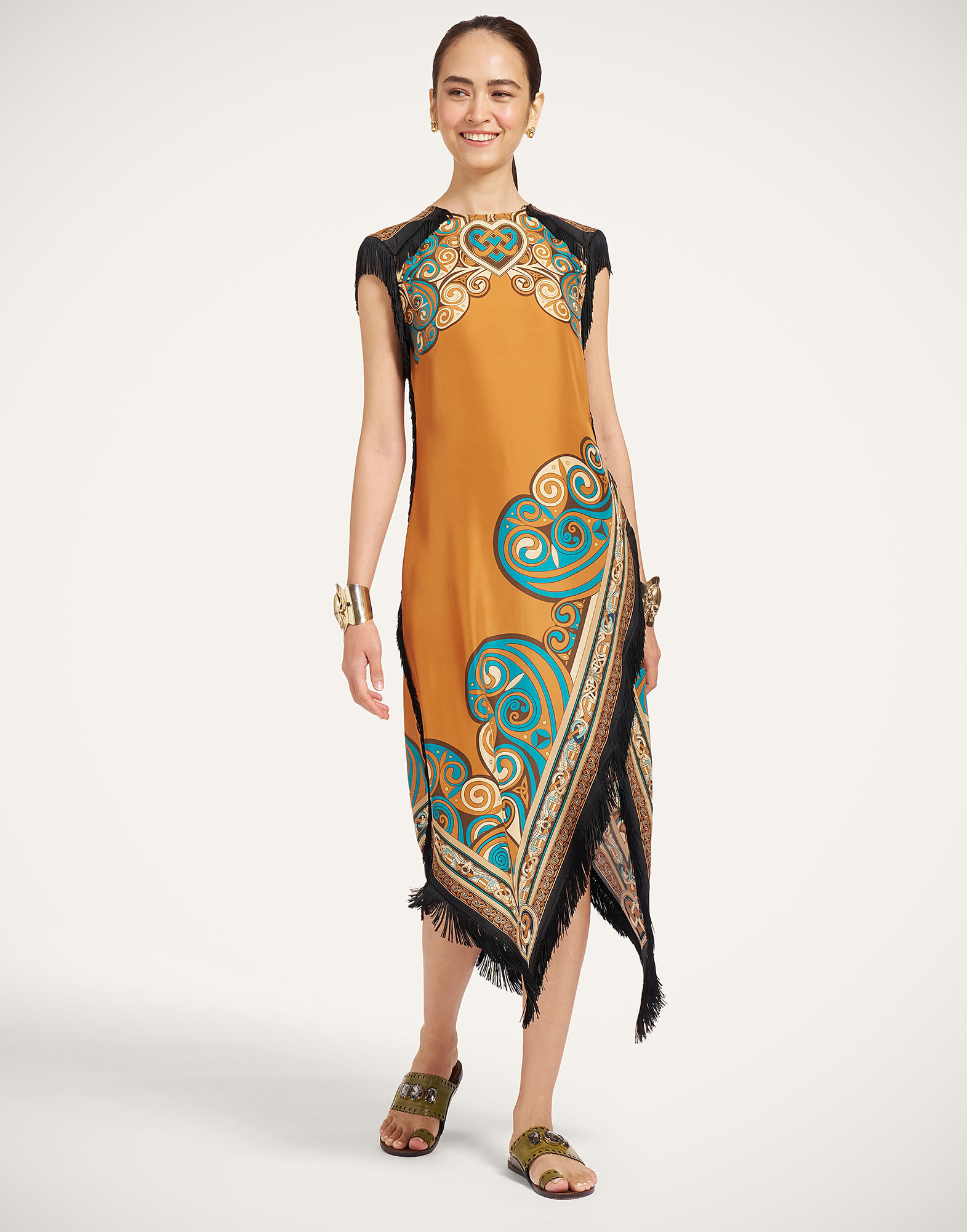 La DoubleJ Scarf Dress Kells Plac&eacute;e Tobacco DRE0964SIL009KEL03BR06