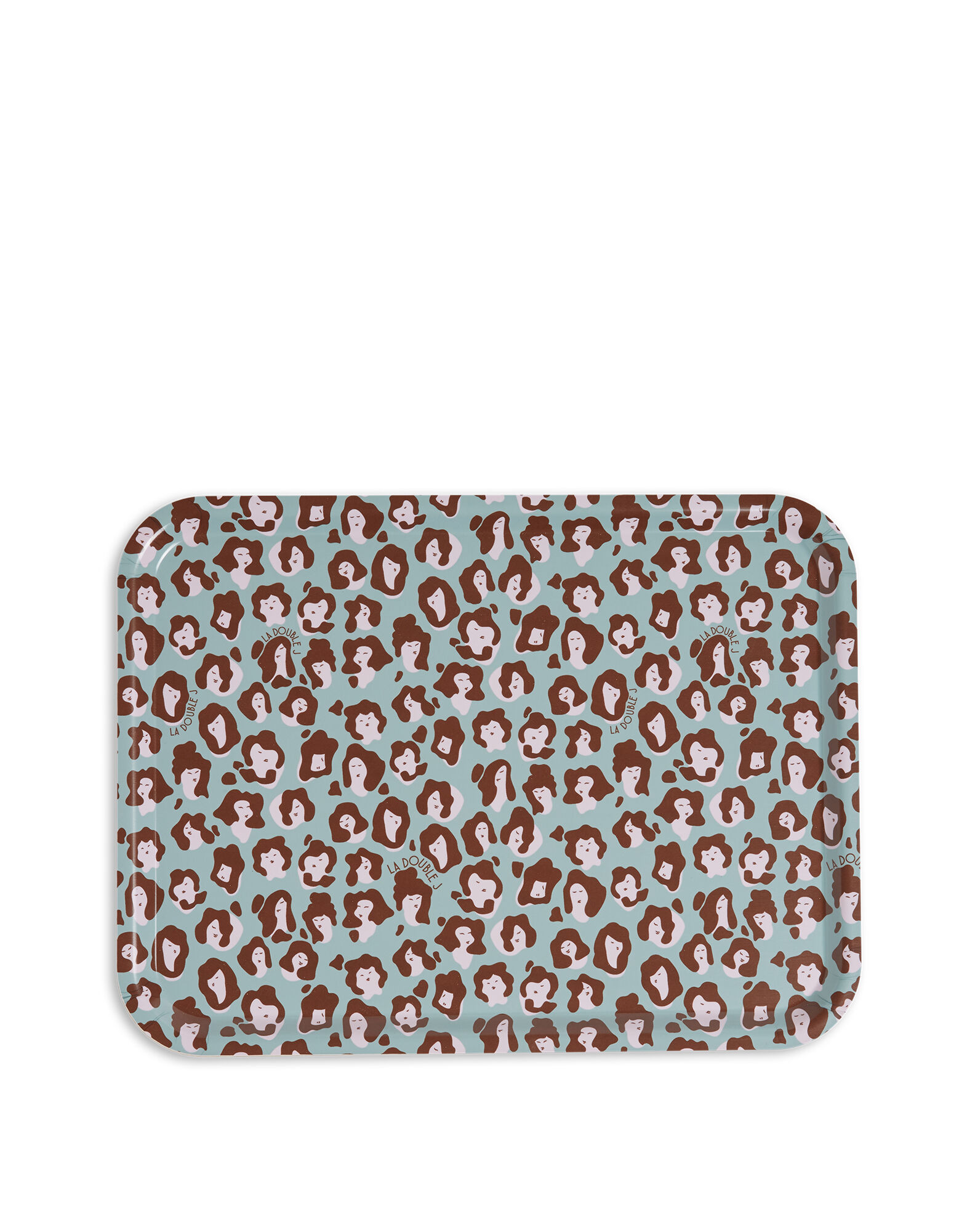 La DoubleJ Rectangular Printed Tray Lady Leopard Acqua TRA0001WOD001LLE0002