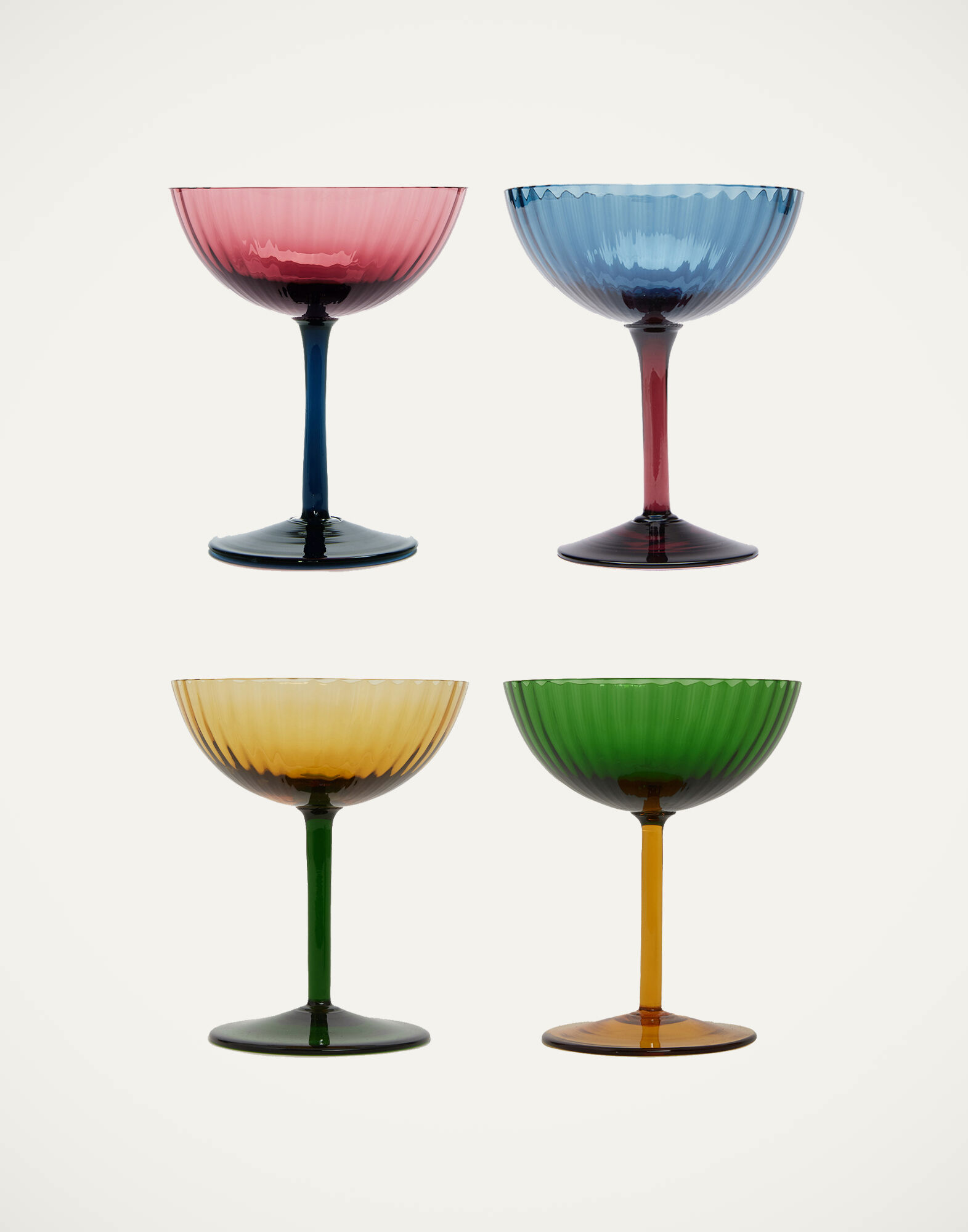 La DoubleJ Champagne Coupe Set of 4 Rainbow Mix GLA0013MUR001ASS0004