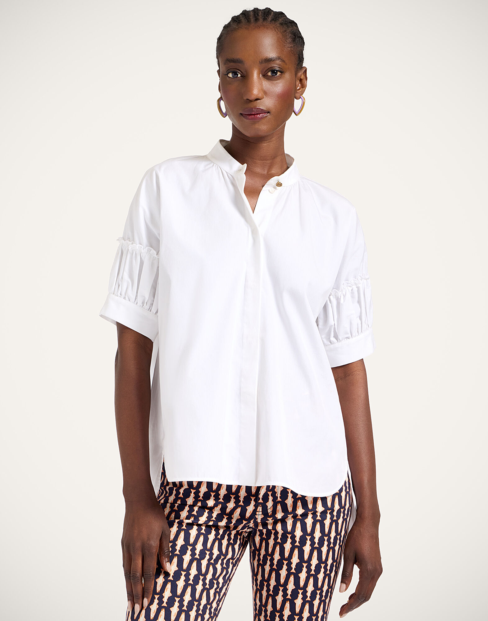 La DoubleJ Grace Shirt Solid White SHI0123COT064SOLIDWH01