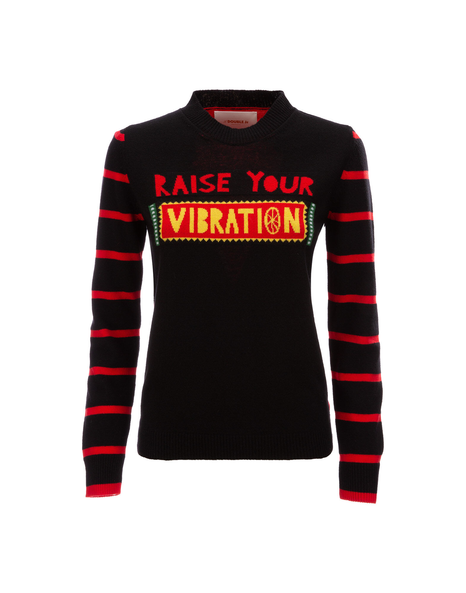 LaDoubleJ Skinny Crew Neck Solid Black PUL0038KNI029BLA0001