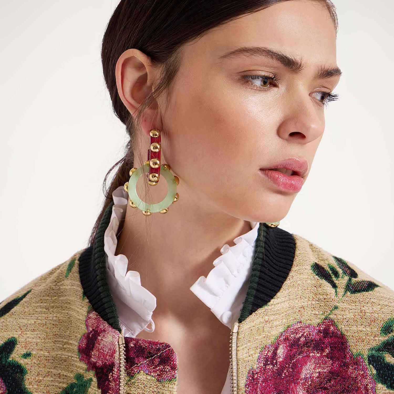 La Doublej Double Hoop Earrings In Solid Burgundy