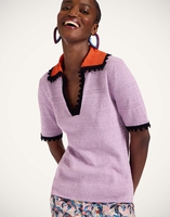 La DoubleJ Picket Polo Top La DoubleJ Picket Polo Top Solid Lilac PUL0273KNI154SOLIDPU02