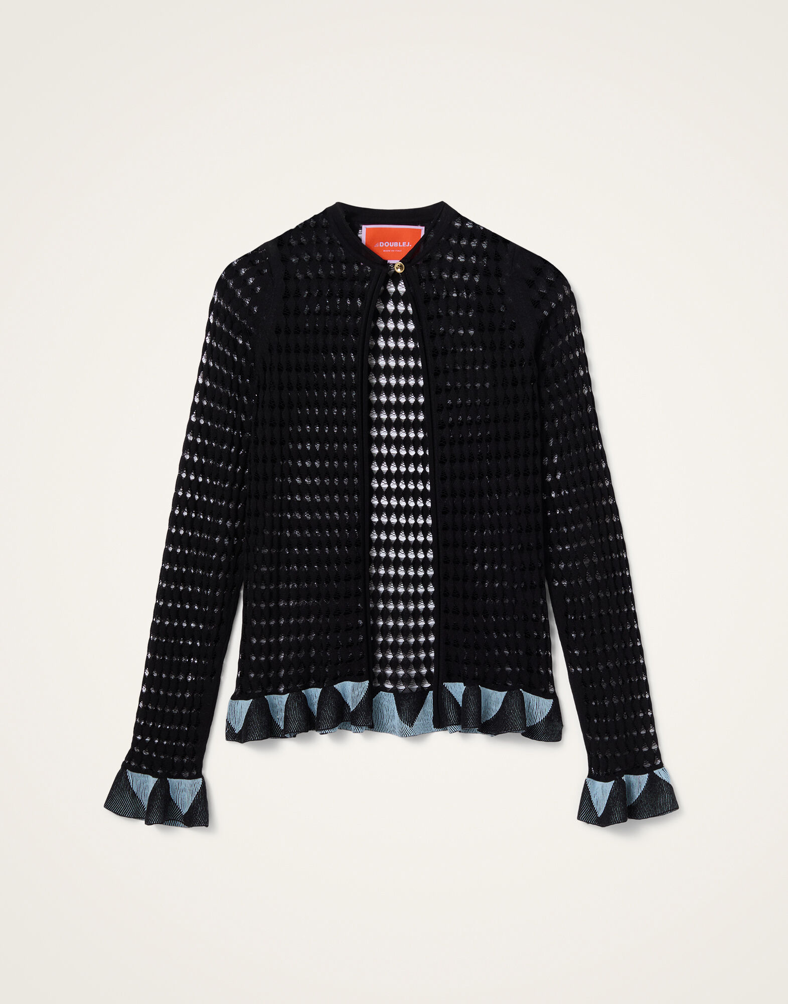 La DoubleJ Fiocchetto Cardigan Solid Black PUL0377KNI211VA500BL03