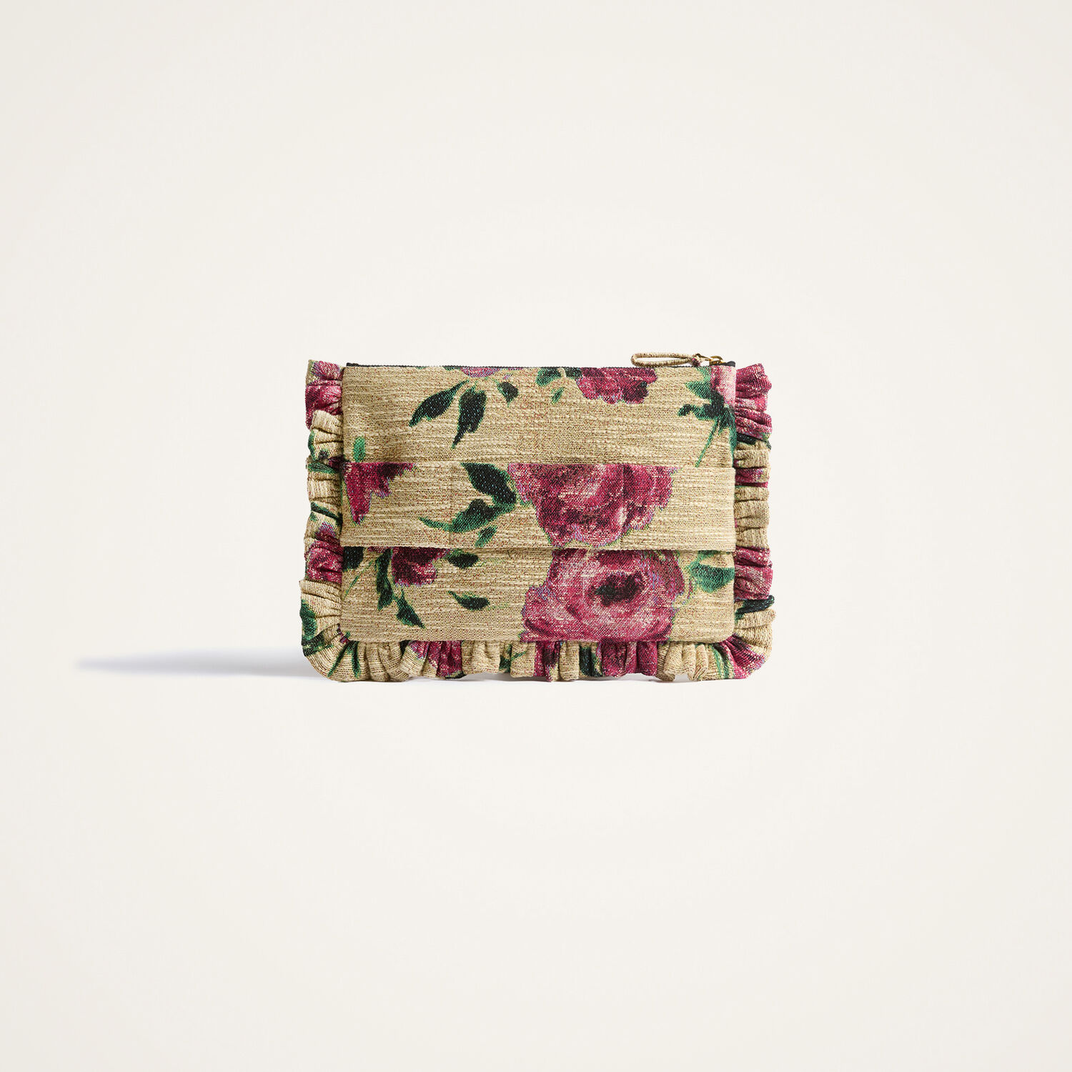 La Doublej Hand Pochette In Roses Light Beige
