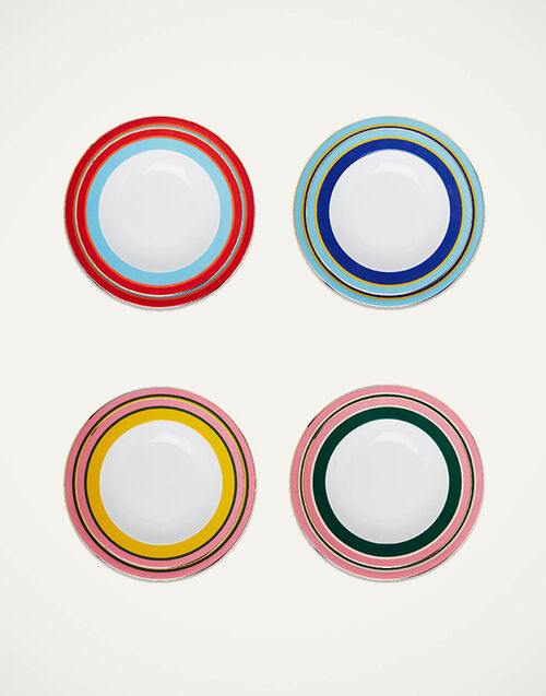 La DoubleJ Soup & Dinner Plate Set of 4 Rainbow Mix DIS0033CER001RAI0005