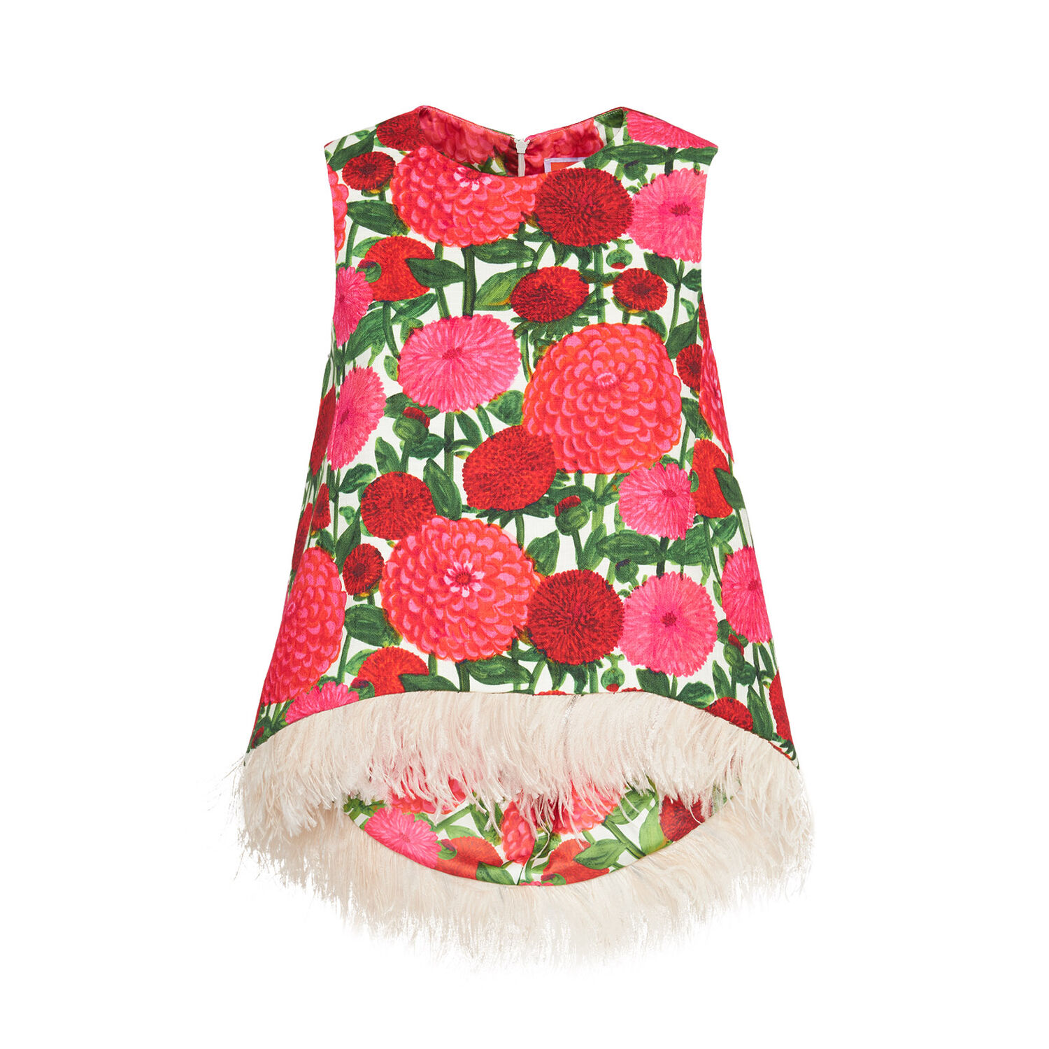 La Doublej La Scala Top (with Feathers) In Pink Dahlias