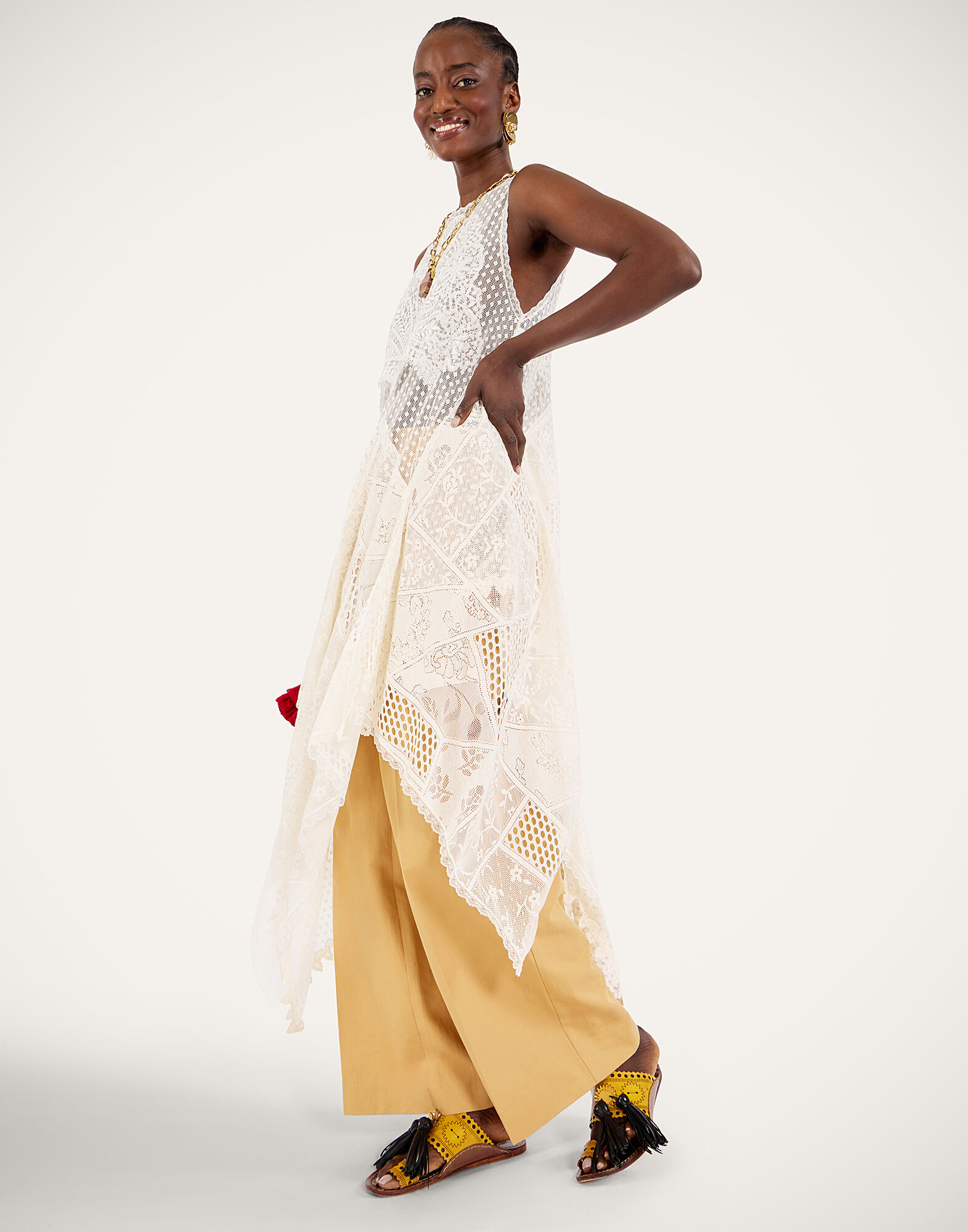 La DoubleJ Aura Dress Solid Ecru DRE1031LAC009SOLIDBR05