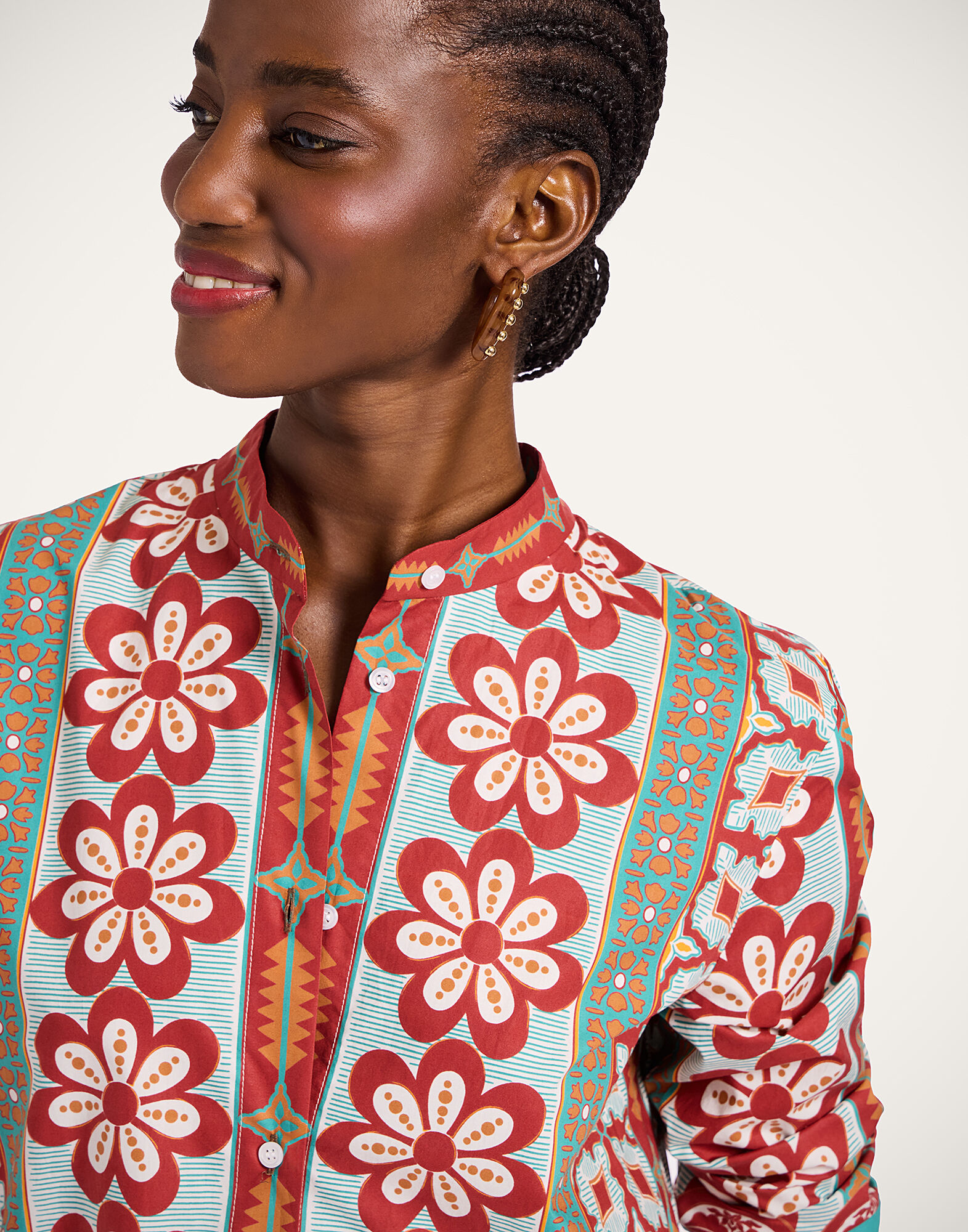 La DoubleJ Sundowner Tunic Pagoda Plac&eacute;e Rust DRE0924COT015PAG01OR04