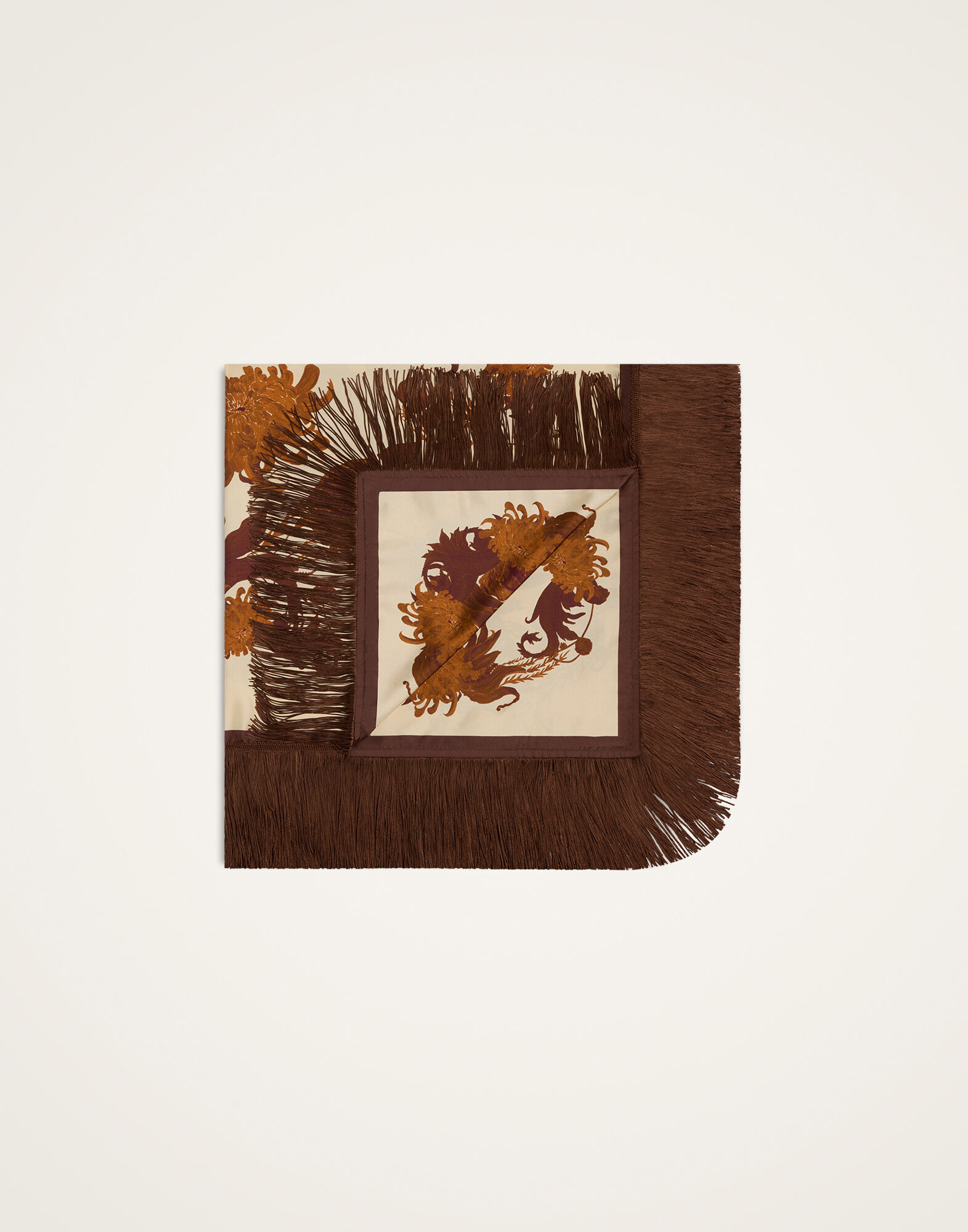 La DoubleJ Reversible Fringe Foulard 90 Coven Plac&eacute;e Buttercream SCA0073SIL006COV05WH09