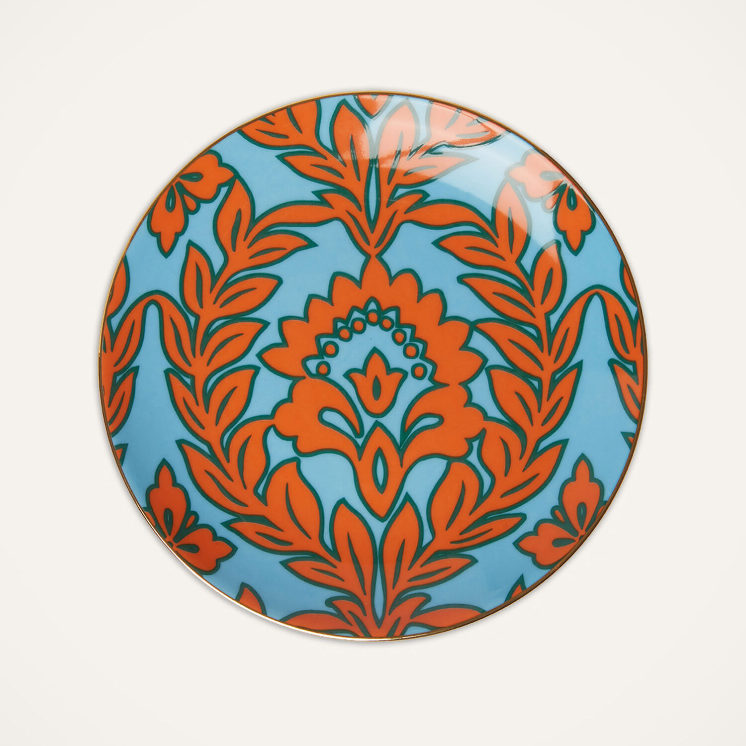  La Doublej Dessert & Side Plates Gend - Side Plates Set Of 2 Turquoise - Pink Garland One Size 100% Porcelain 
