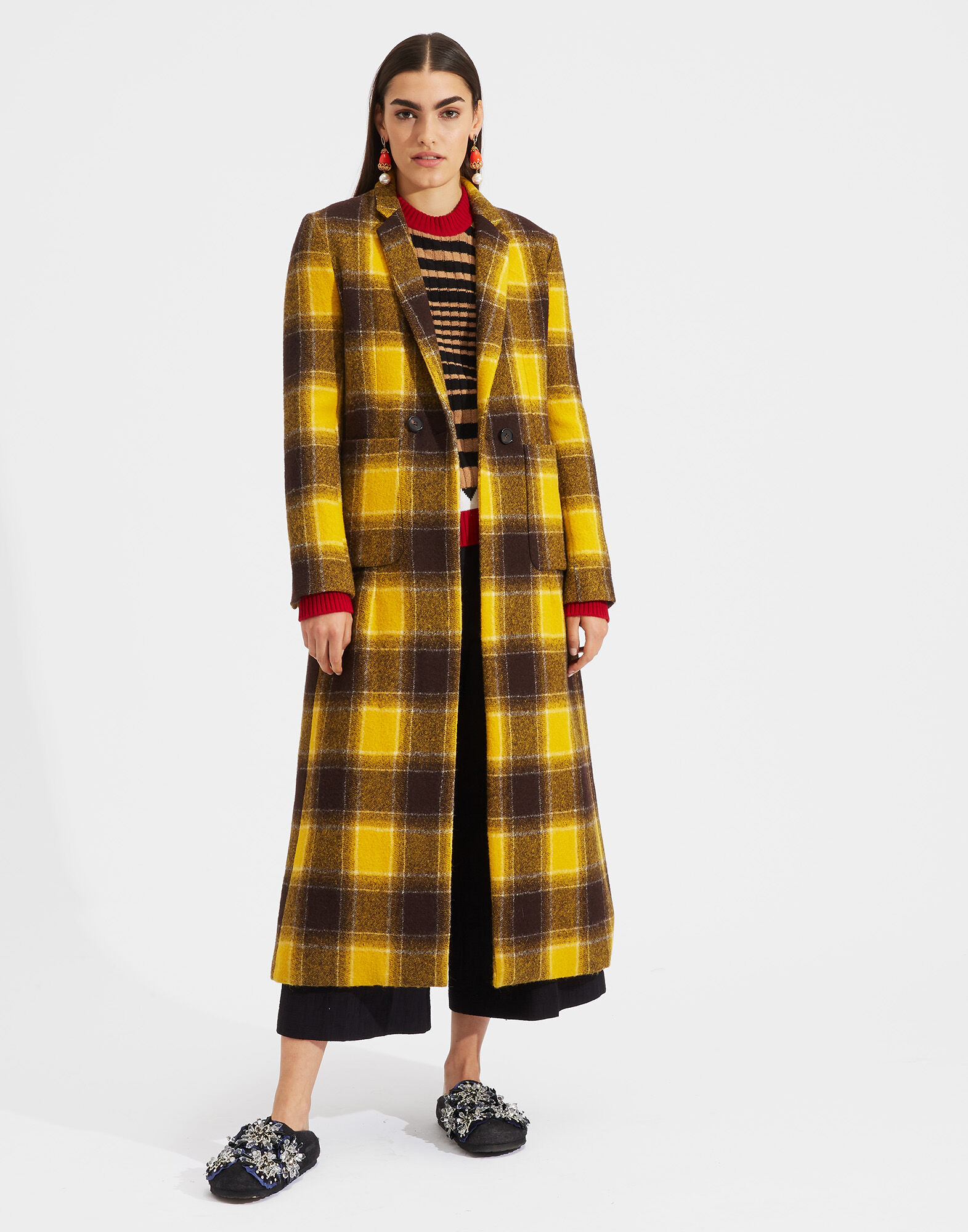 checkered duster coat