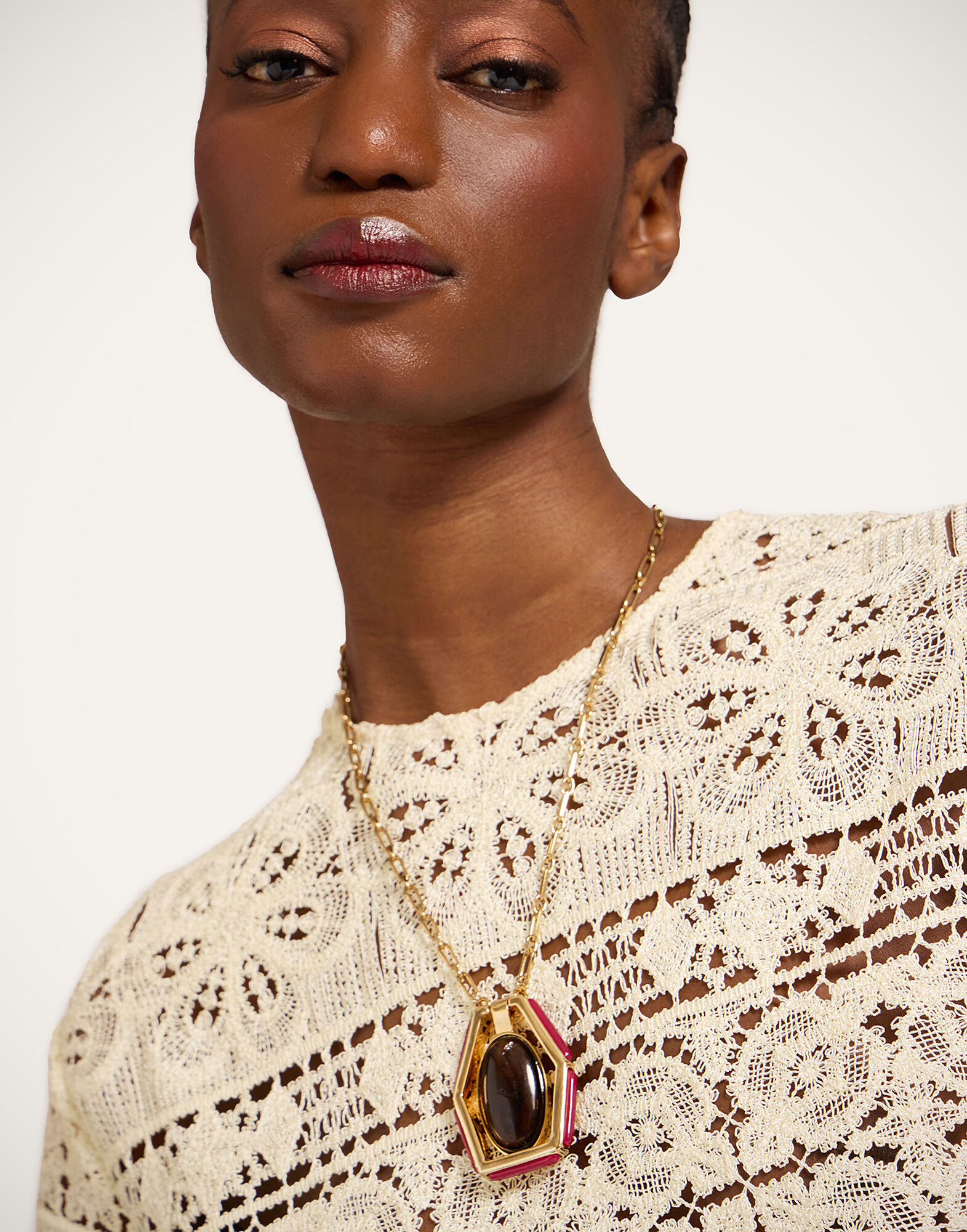 La DoubleJ Power Portal Necklace 24K Gold Plate & Smoky Quartz NEC0055MET001SQZ01YE05