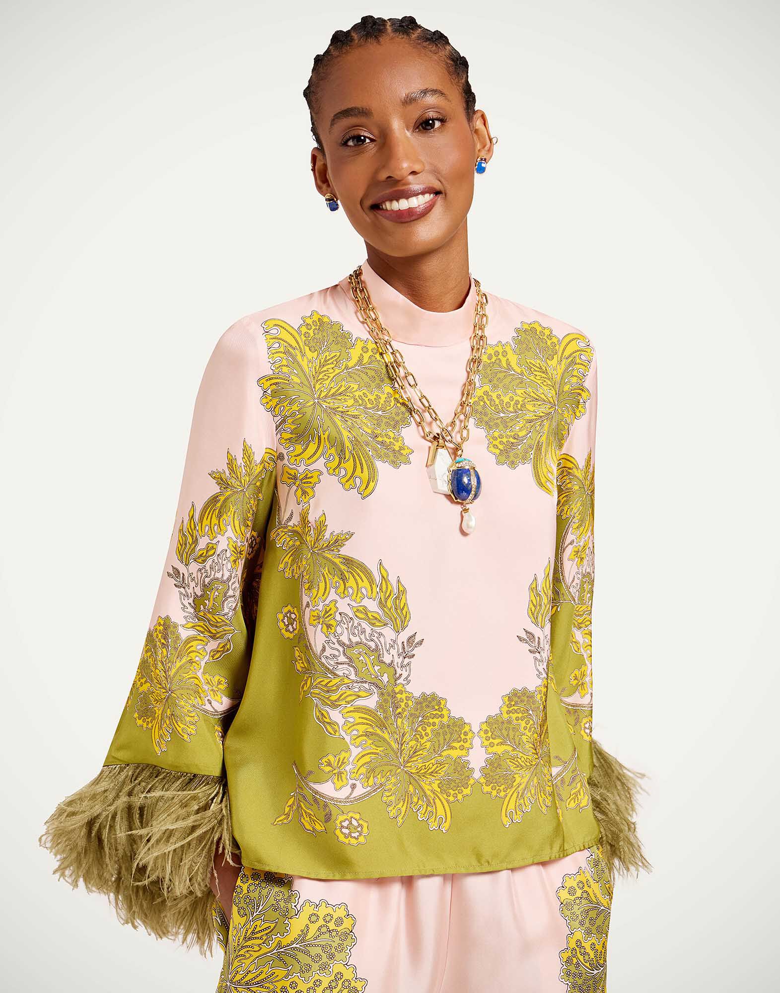 La DoubleJ Make An Exit Top Swathe Plac&eacute;e Pink TOP0141SIL026SWA03PI01