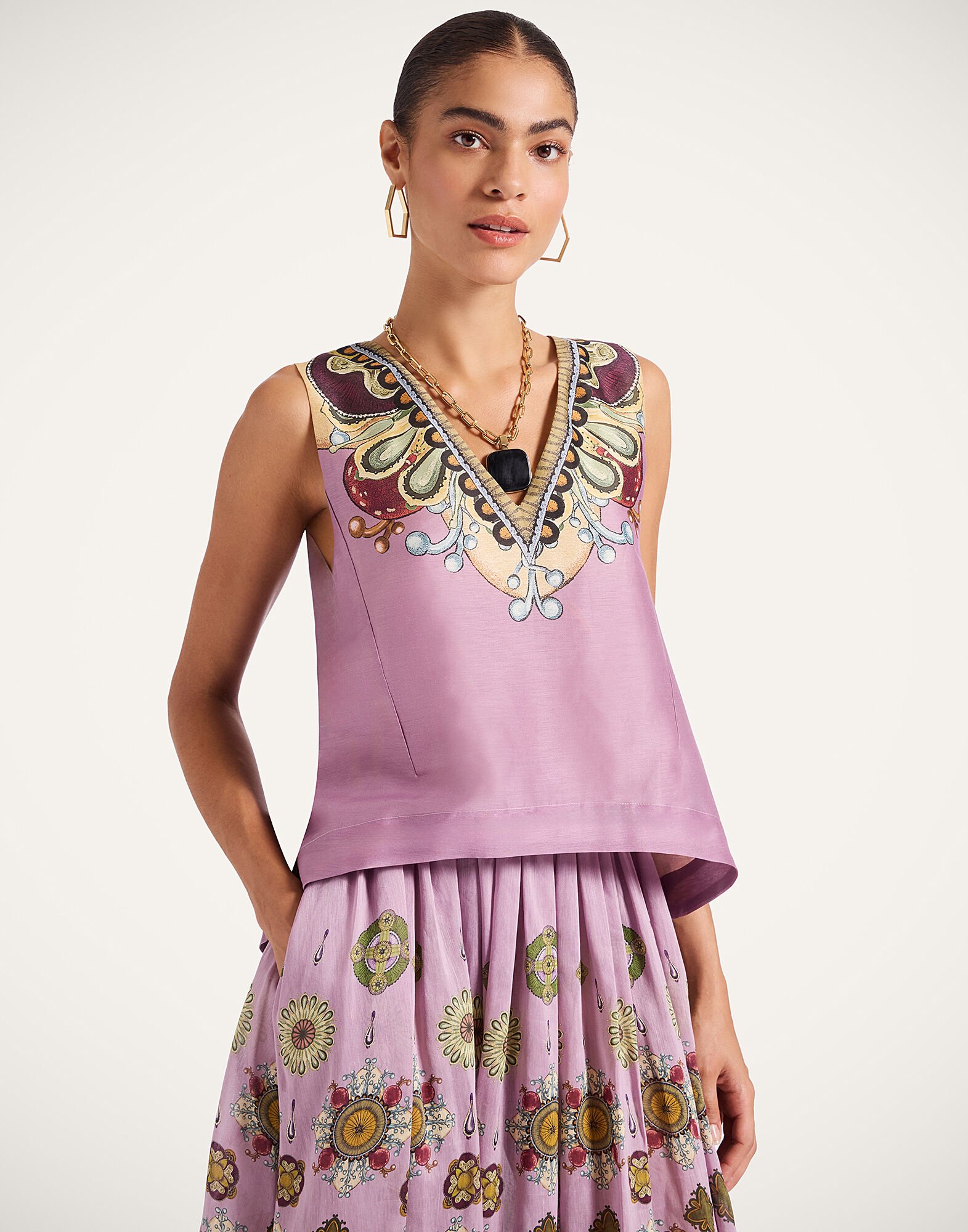 V-Neck Scala Top in Nucleus Placée Dusty Pink for Women La DoubleJ