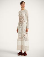 La DoubleJ Lacey Long Sleeve Swing Dress La DoubleJ Lacey Long Sleeve Swing Dress Solid White Smoke DRE0418EMB006WHI0006