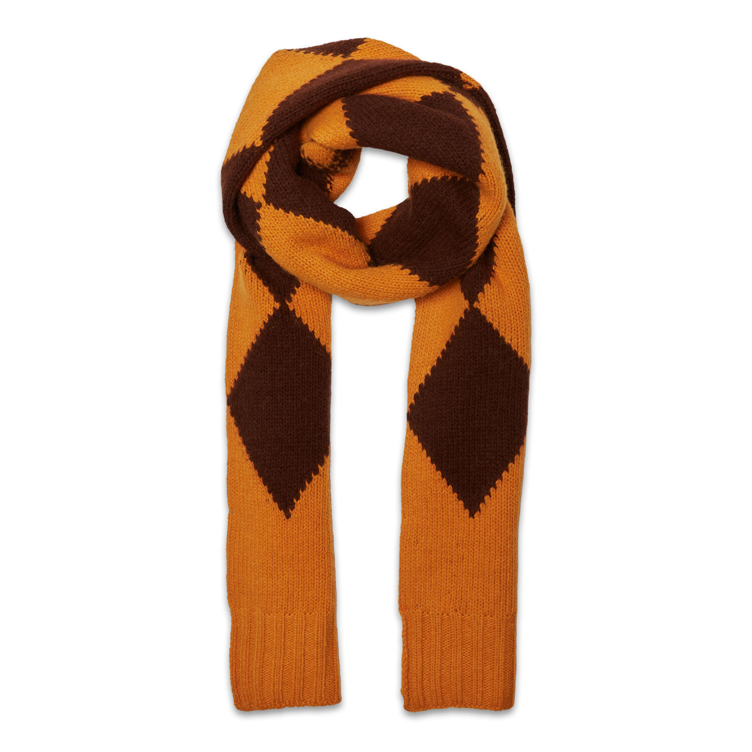 La Doublej Argyle Scarf In Yellow / Brown