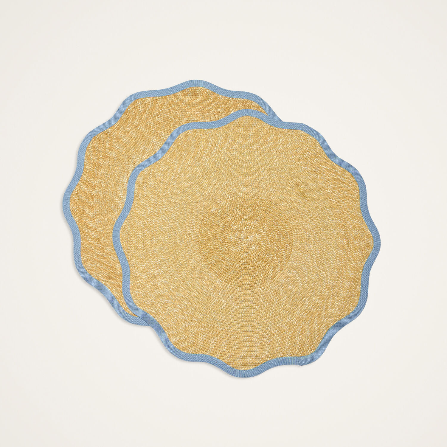 La Doublej Straw Cloud Placemats Set Of 2 In Solid Light Blue