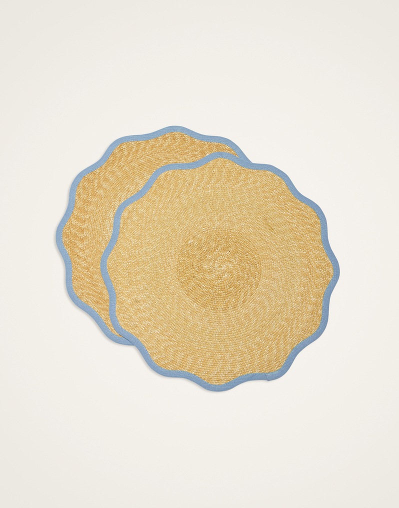 La DoubleJ Straw Cloud Placemats Set Of 2 La DoubleJ Straw Cloud Placemats Set Of 2 Solid Light Blue PMT0031STR001SOLIDBU01