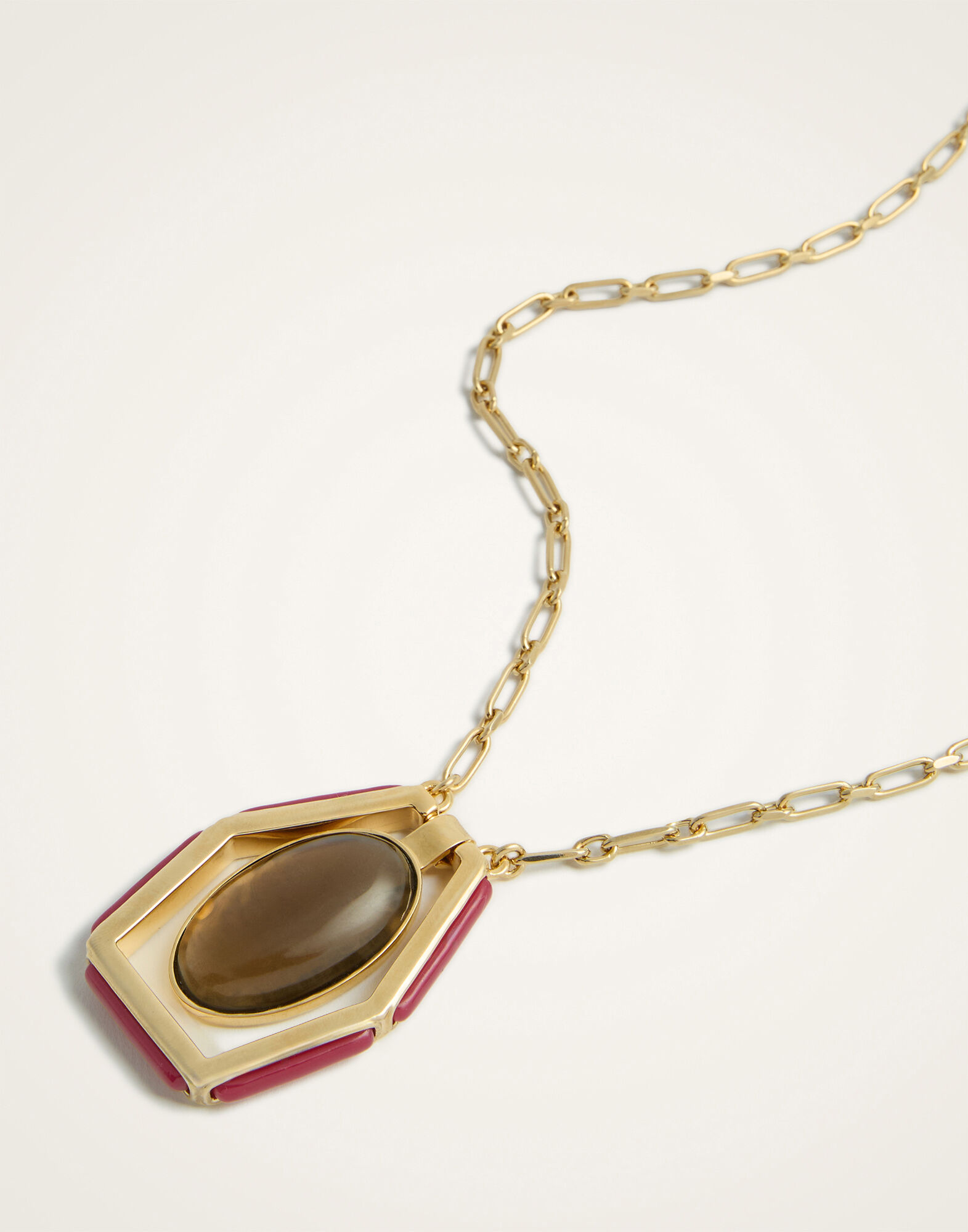 La DoubleJ Power Portal Necklace 24K Gold Plate & Rhodonite NEC0055MET001RHO01YE05