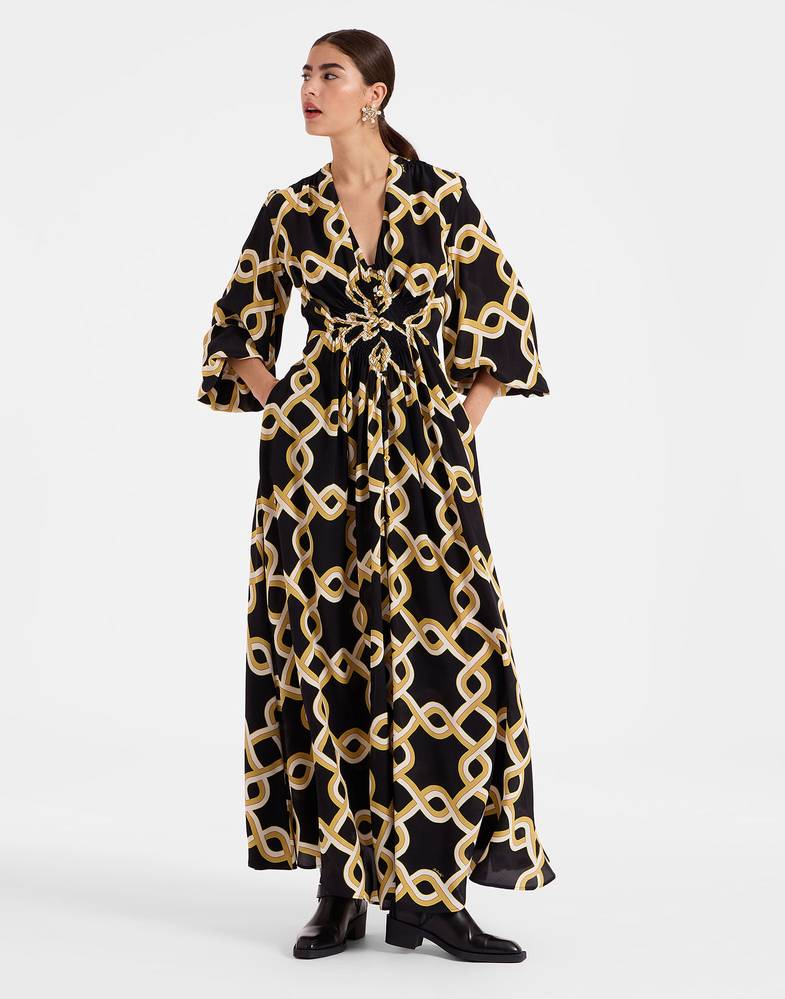 La DoubleJ Long Camerino Dress Tackle Black DRE0585CRE001TAC01BL01