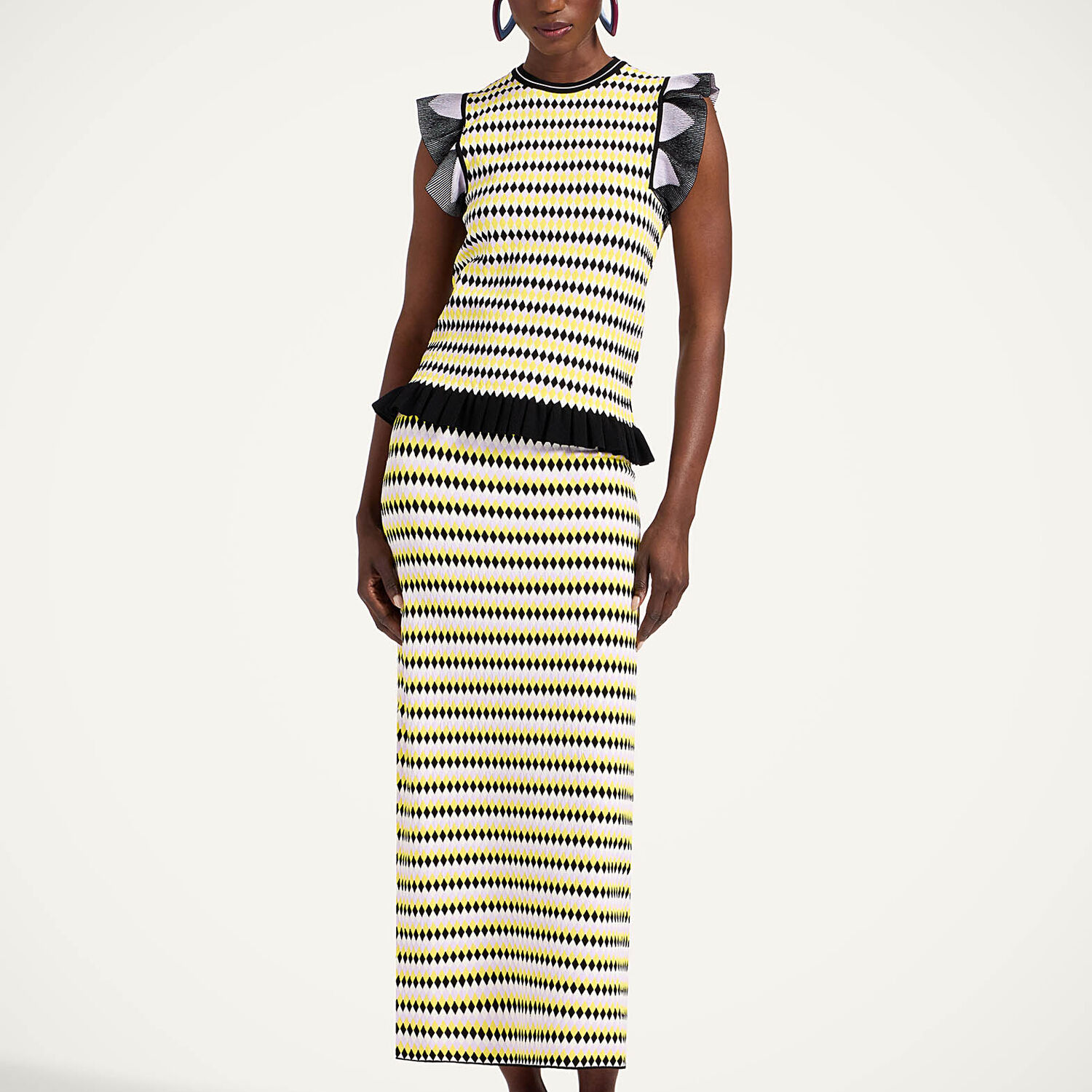  La Doublej Shirts & Tops Women - Checkers Top Multicolor Yellow & Black Xl 83% Viscose 17% Polyester 