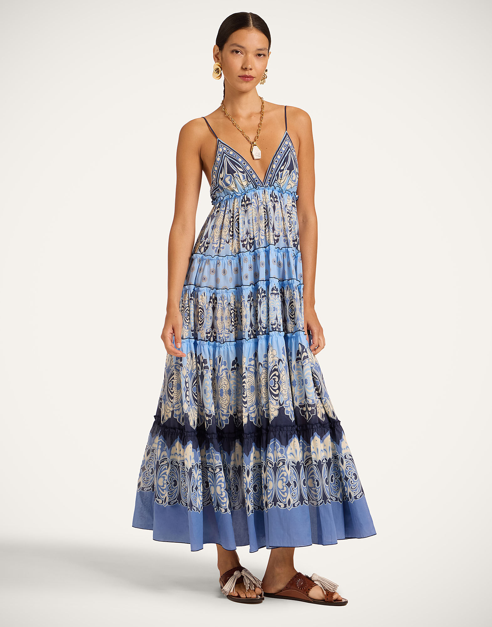 La DoubleJ Nymph Dress Cocoon Plac&eacute;e Blue DRE1105COT093COC02BU03