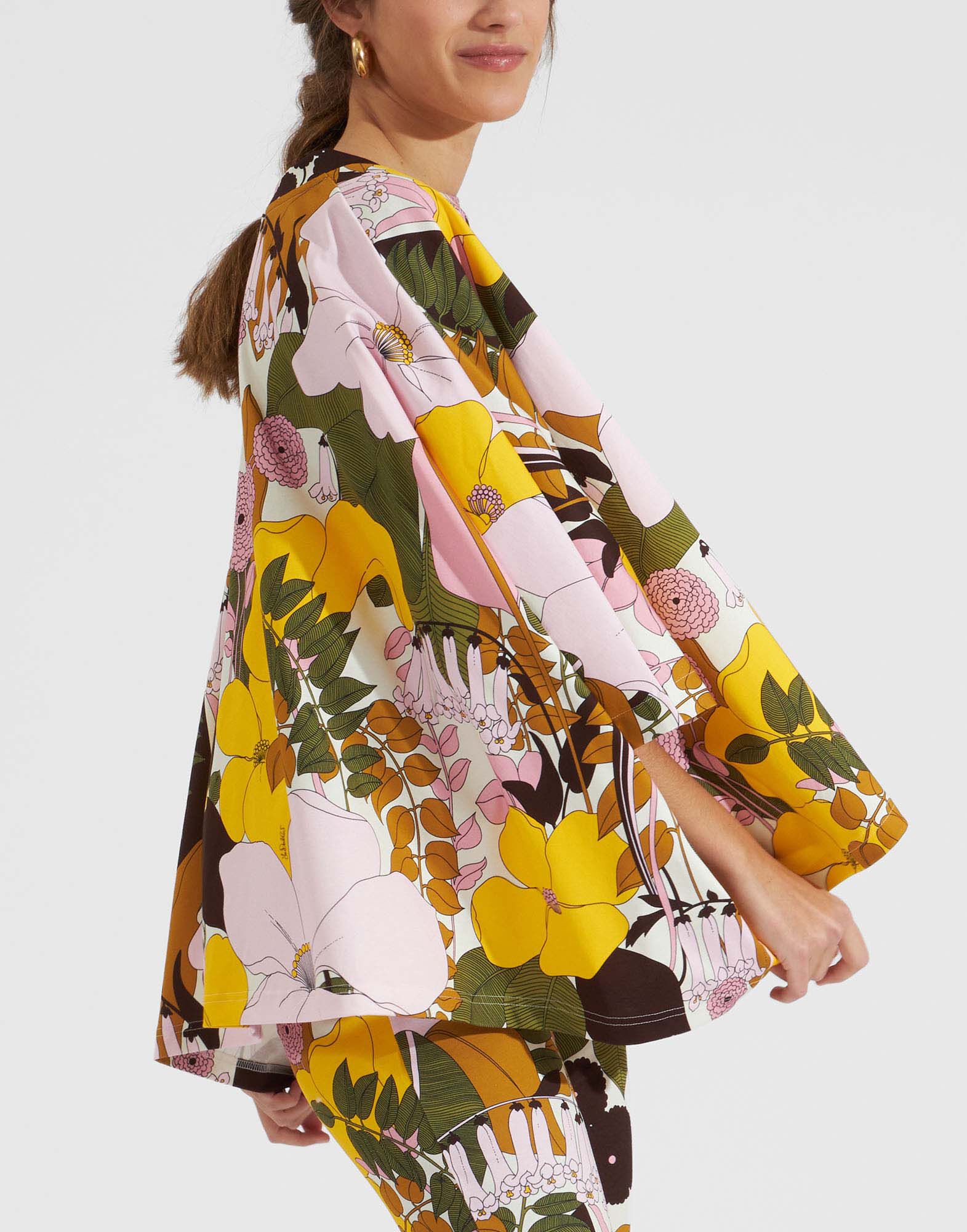 La DoubleJ Meditation Poncho Big Flower Rose TOP0055INT001BFL03PI01